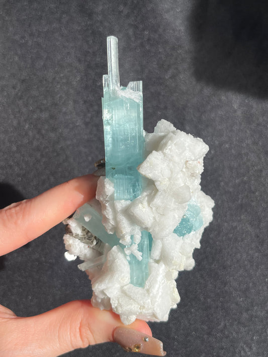 'Takht' Aquamarine with Feldspar, Muscovite and Spessartine Garnet Specimen A (Collector’s Choice)