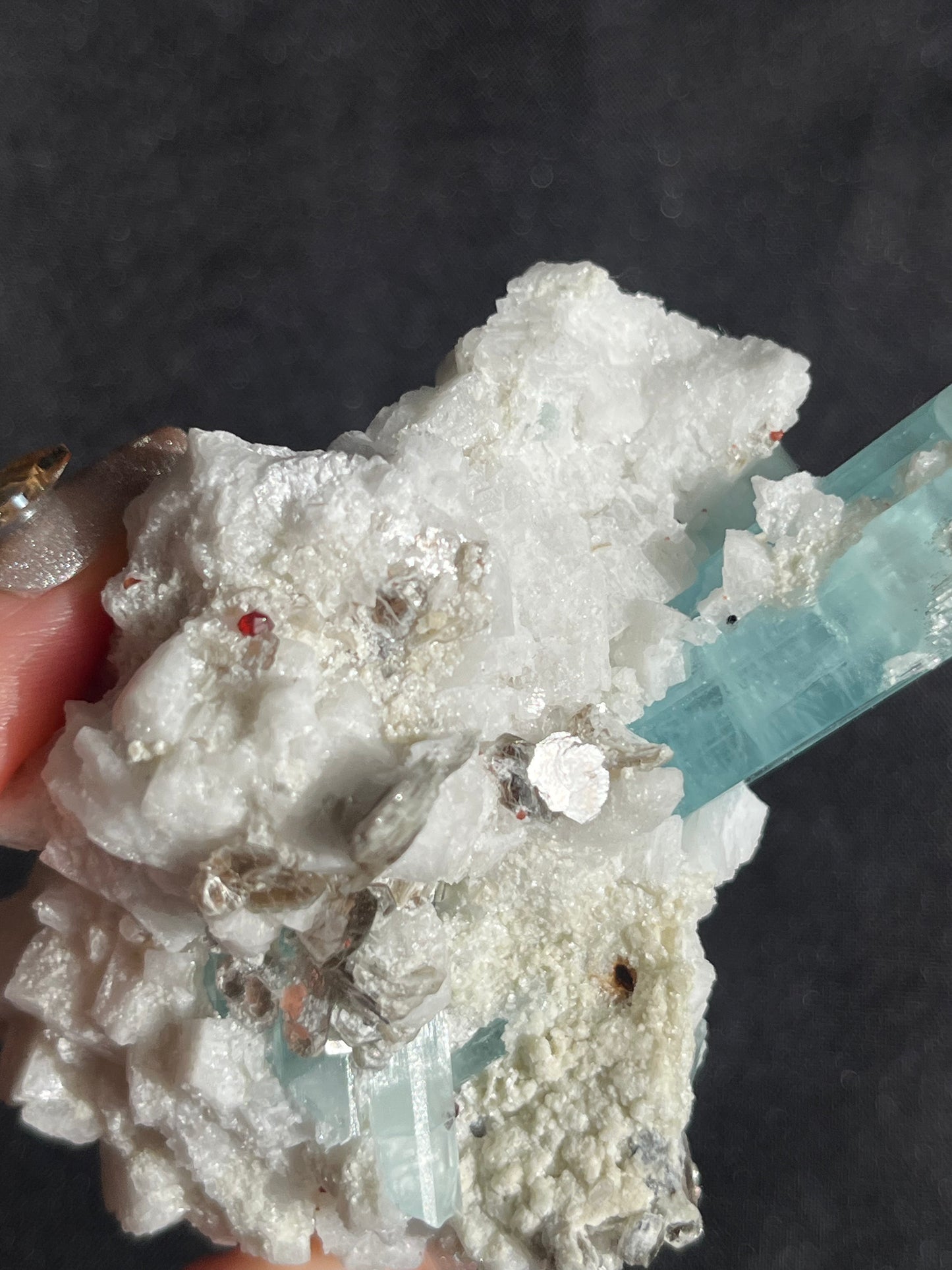 'Takht' Aquamarine with Feldspar, Muscovite and Spessartine Garnet Specimen A (Collector’s Choice)