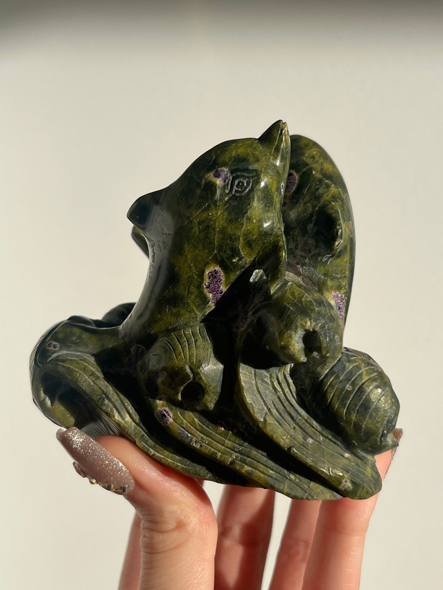 "Fantasia" Atlantisite Dolphin Trio Carving