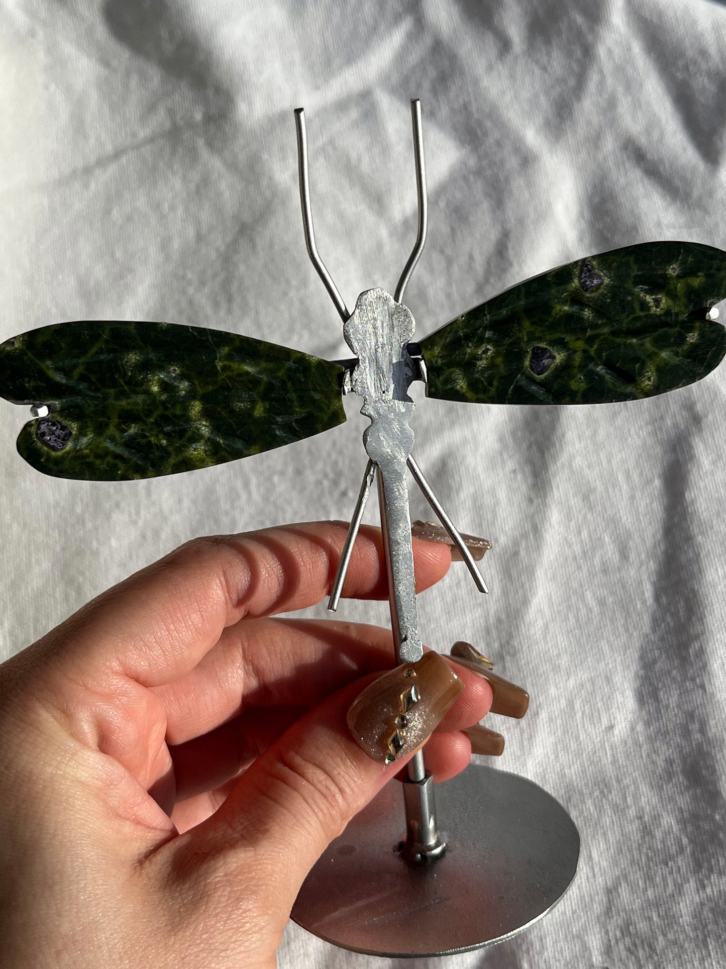 Atlantisite Dragonfly Wings on Silver Stand #1