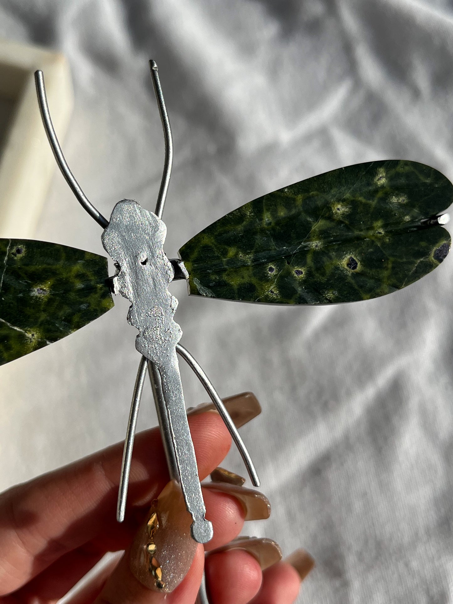 Atlantisite Dragonfly Wings on Silver Stand #B