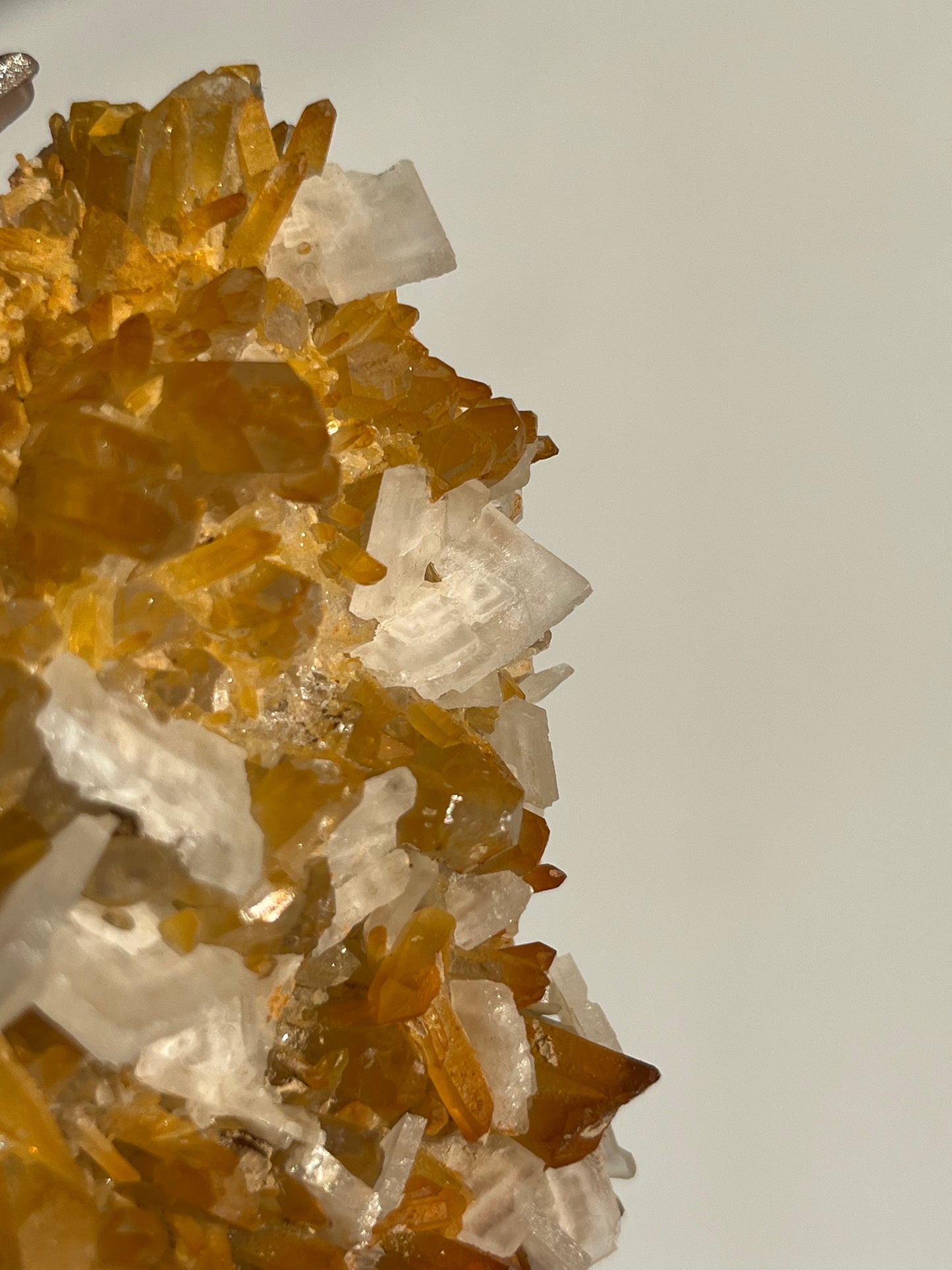 Natural Aura Coated Golden healer Quartz with Prismatic Calcite Specimen