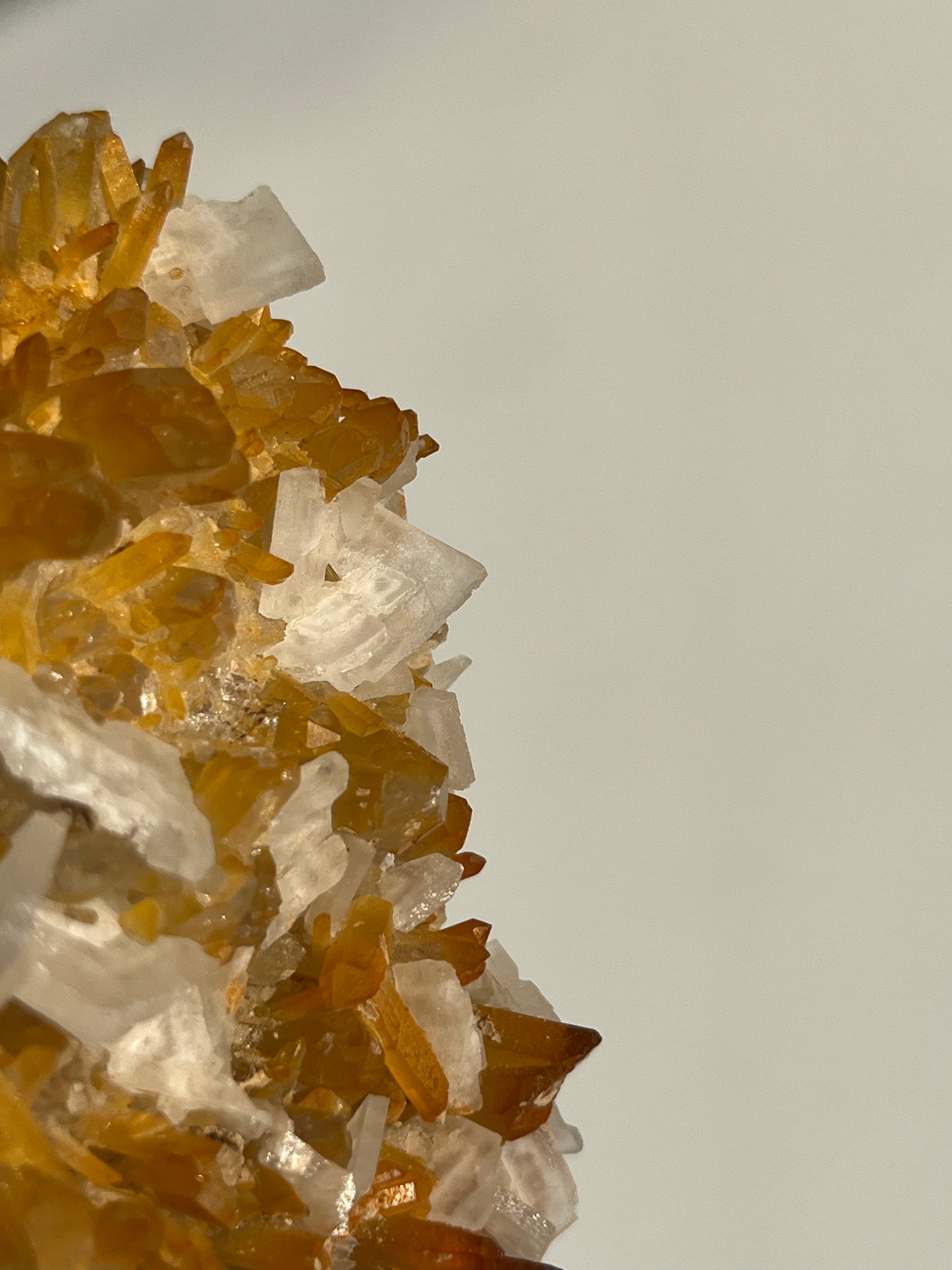 Natural Aura Coated Golden healer Quartz with Prismatic Calcite Specimen