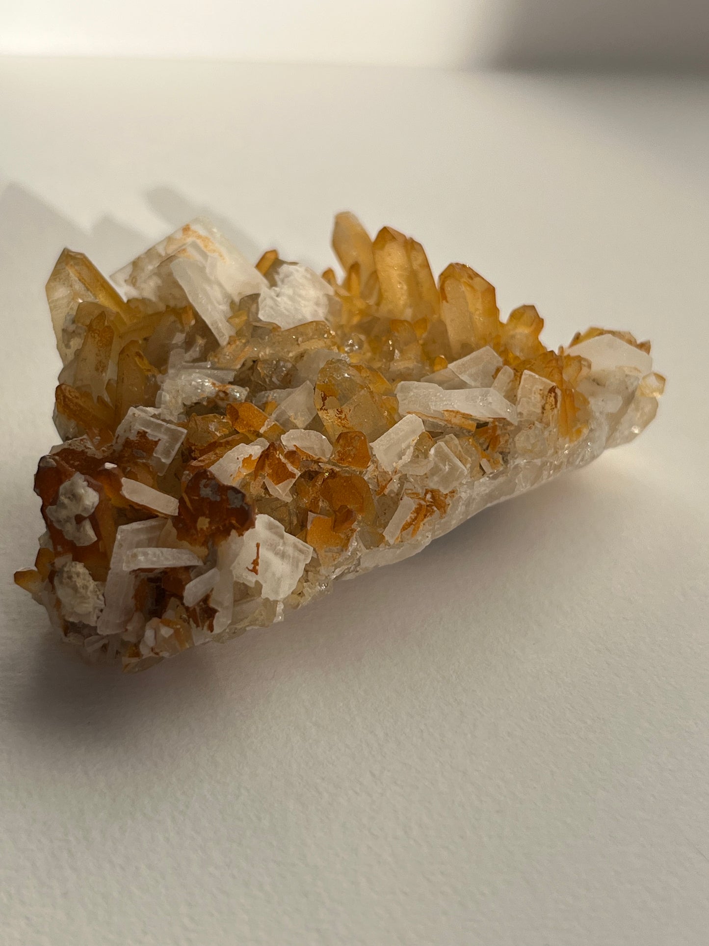 Natural Aura Coated Golden healer Quartz with Prismatic Calcite Specimen