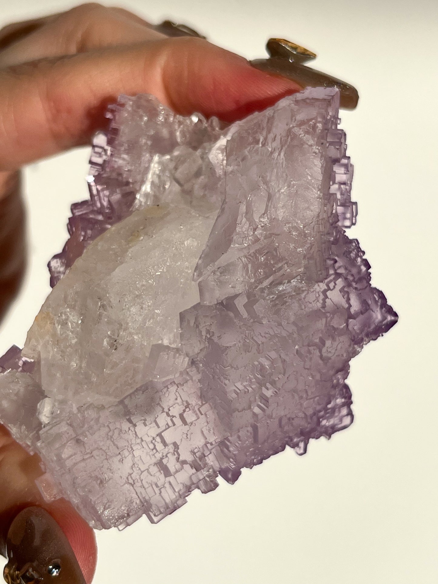 Muzquiz Stepped Purple Fluorite with Calcite