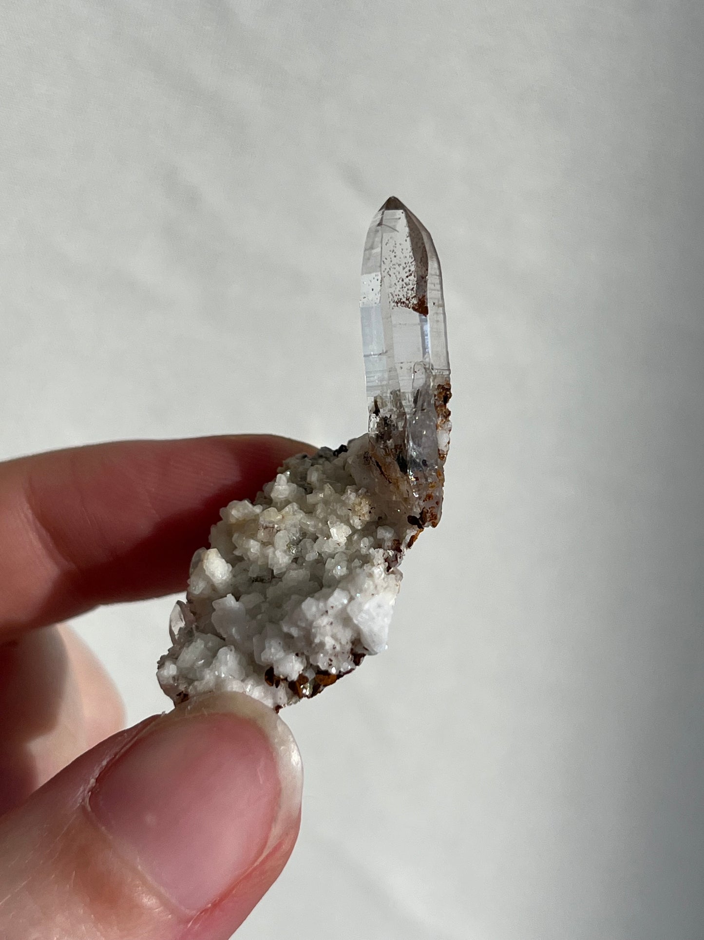 Water Clear Himalayan Quartz on Albite with Siderite #10