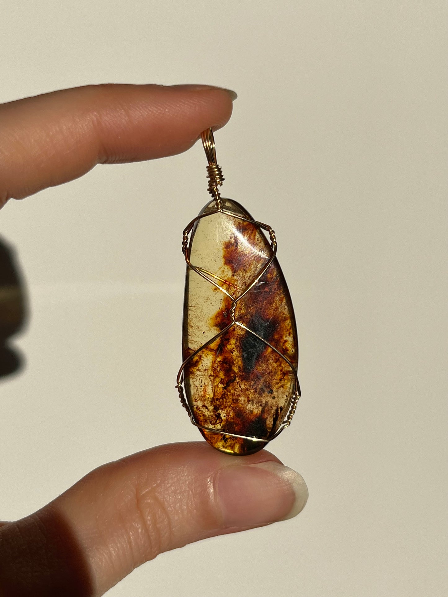 Colombian Amber Wire Wrap Pendant (14kt Gold Filled)