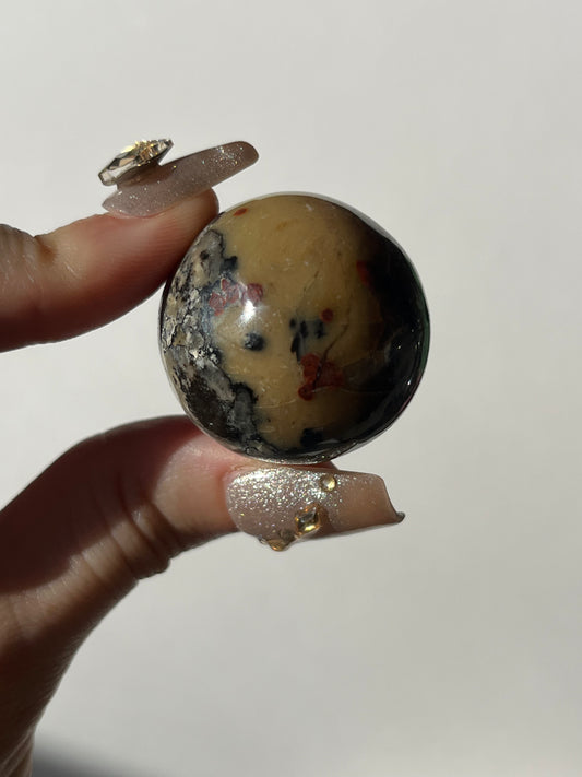 “Black Hibiscus” Batu Seniman Picture Jasper Sphere with Dendritic Inclusions D