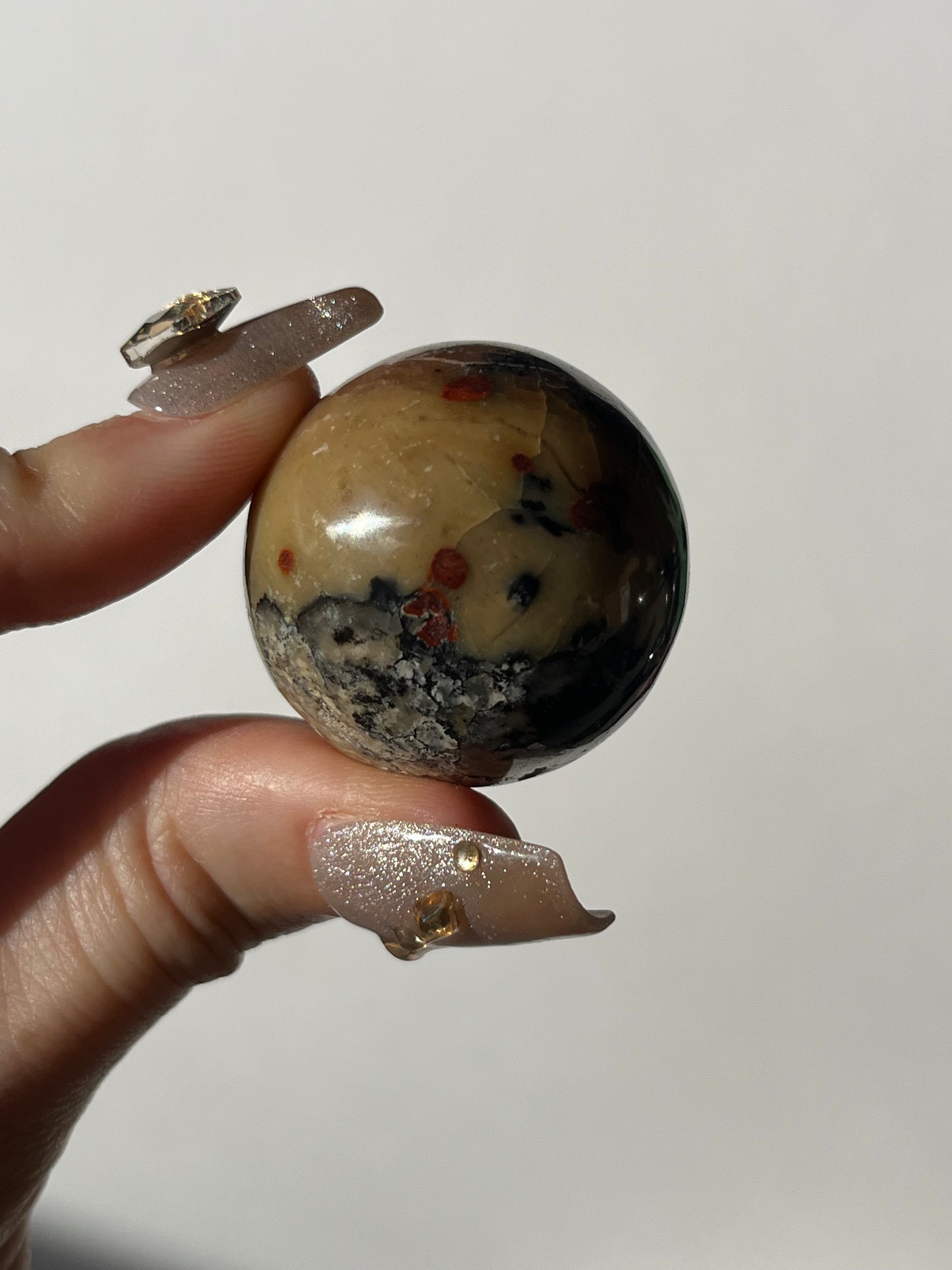 “Black Hibiscus” Batu Seniman Picture Jasper Sphere with Dendritic Inclusions D