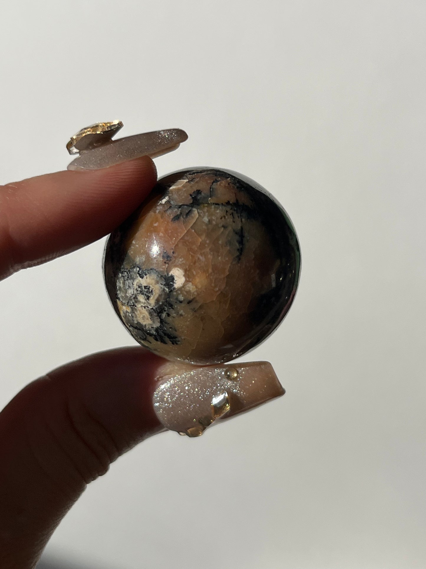 “Black Hibiscus” Batu Seniman Picture Jasper Sphere with Dendritic Inclusions D