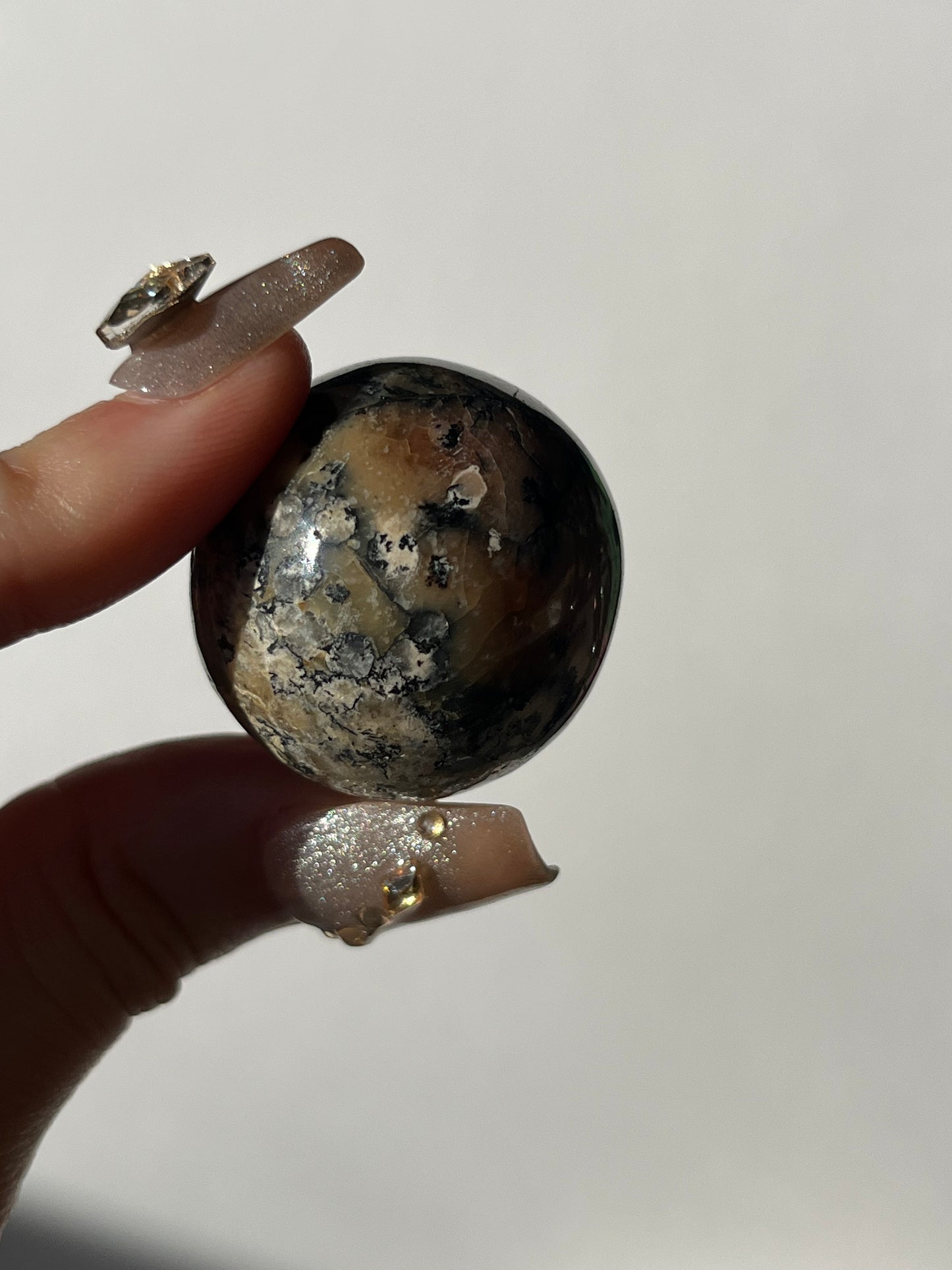 “Black Hibiscus” Batu Seniman Picture Jasper Sphere with Dendritic Inclusions D