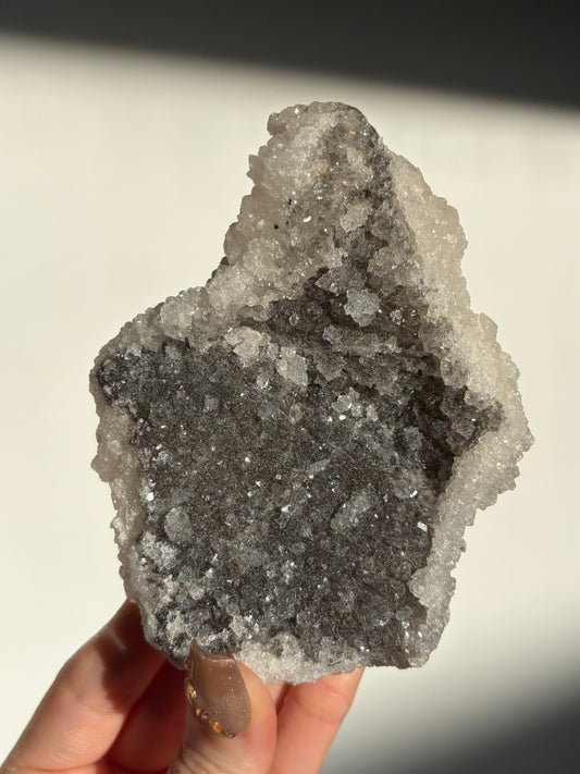 Black-Grey Chalcedony with Apophyllite Specimen A