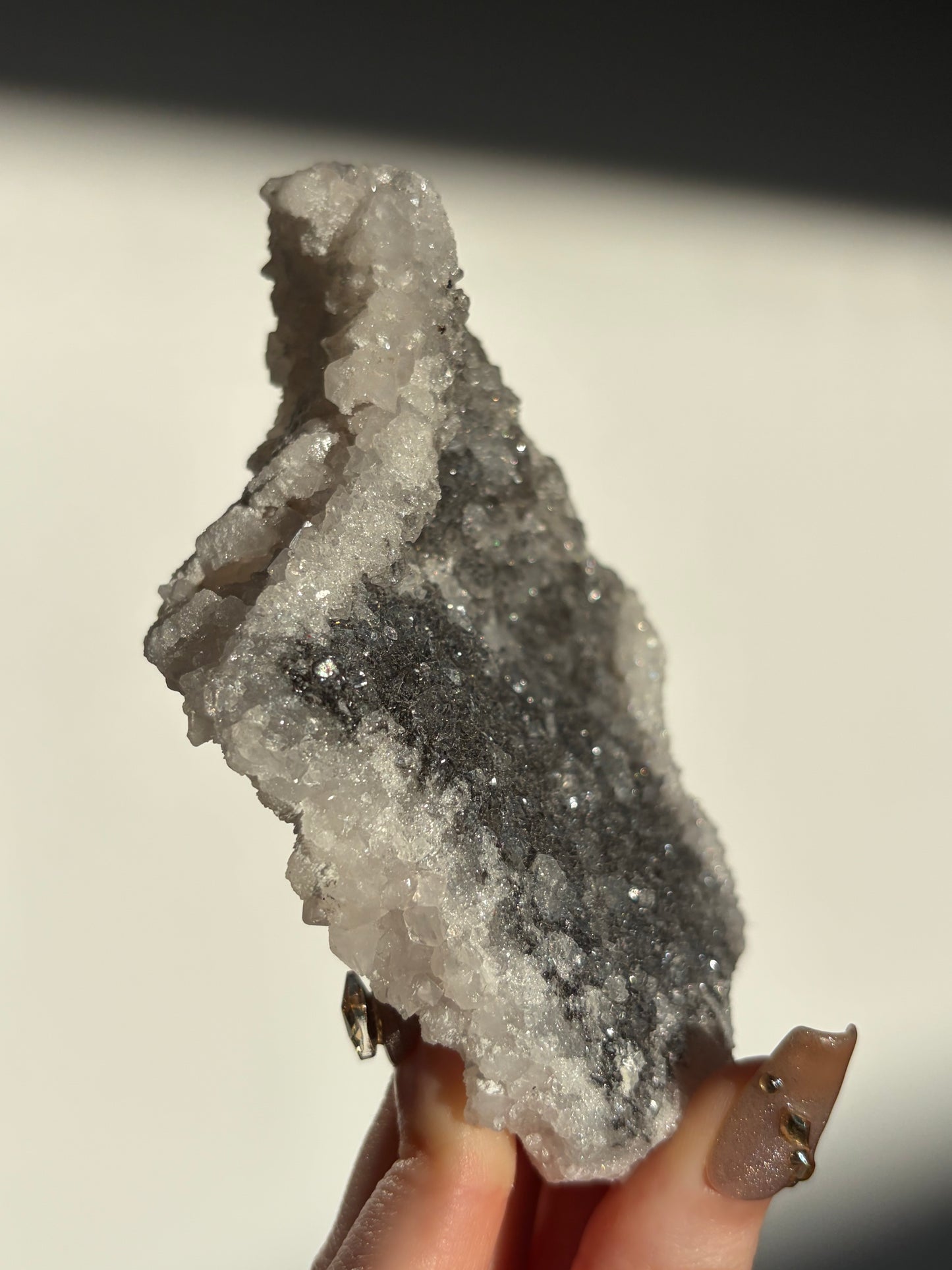 Black-Grey Chalcedony with Apophyllite Specimen A