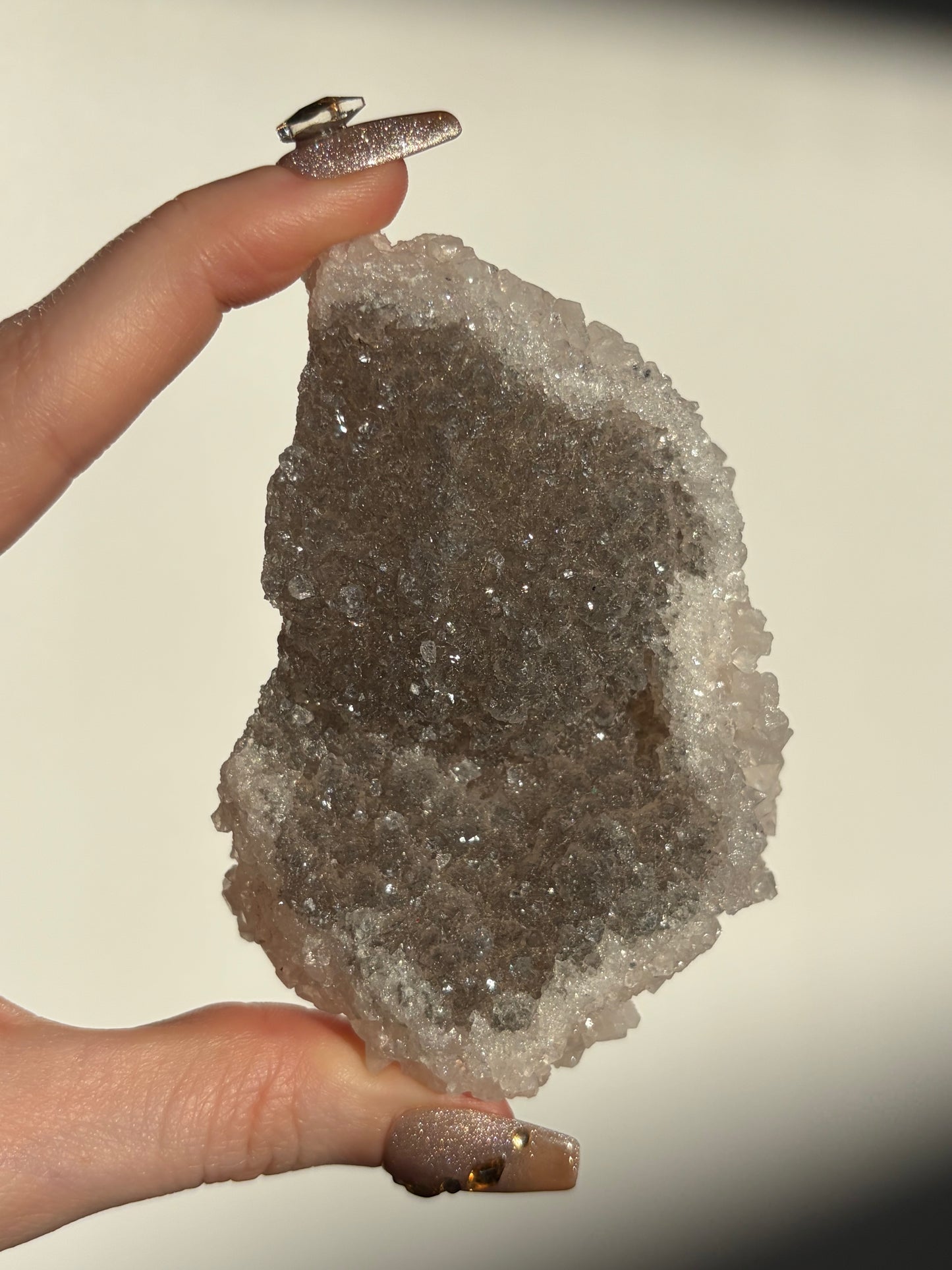 Black-Grey Chalcedony with Apophyllite Specimen C