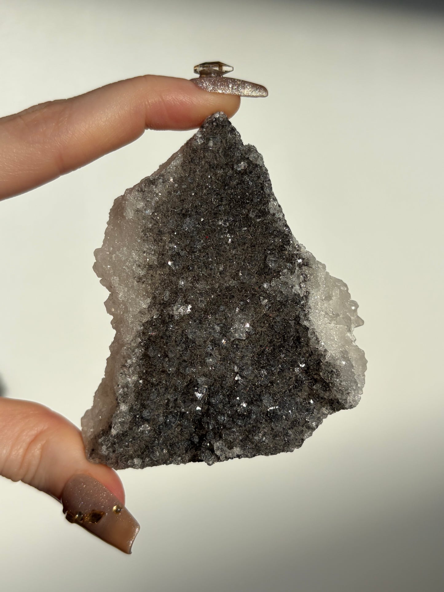 Black-Grey Chalcedony with Apophyllite Specimen D