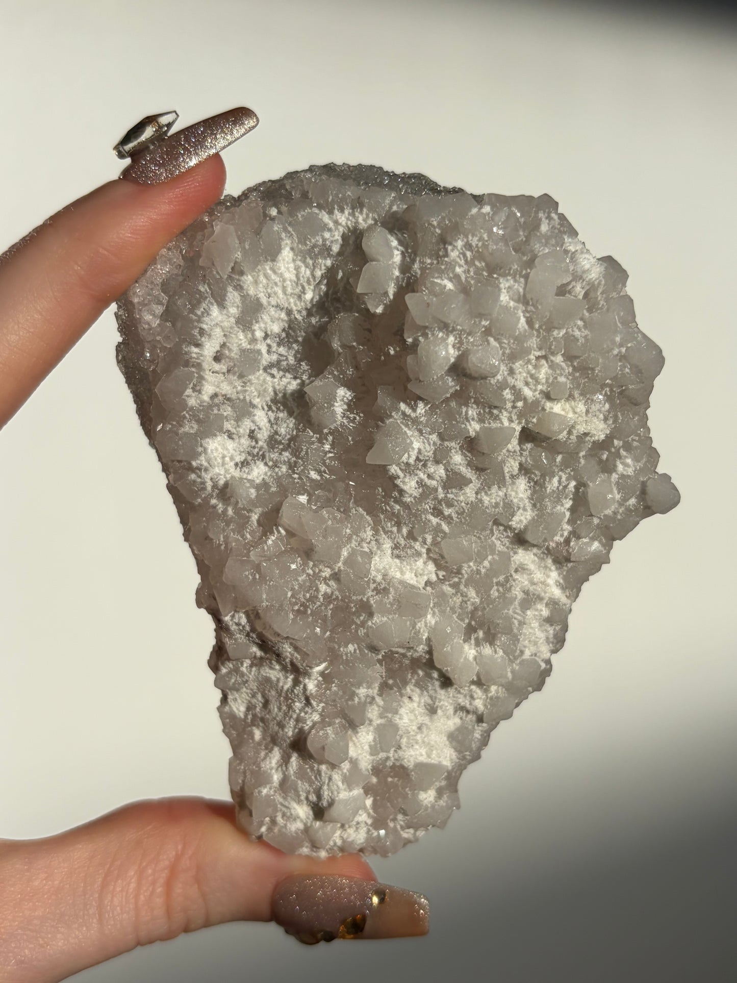 Black-Grey Chalcedony with Apophyllite Specimen E