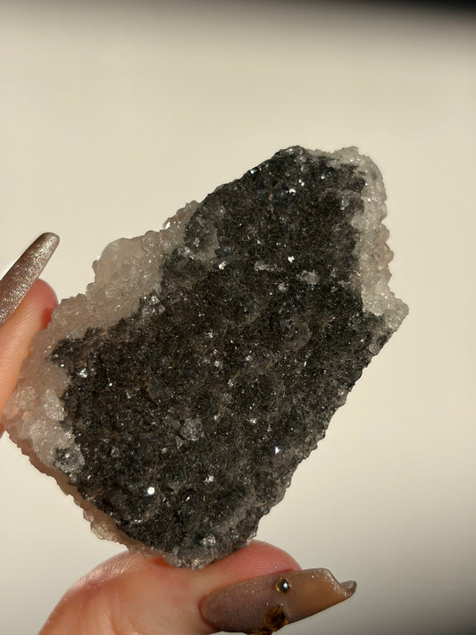 Black-Grey Chalcedony with Apophyllite Specimen H