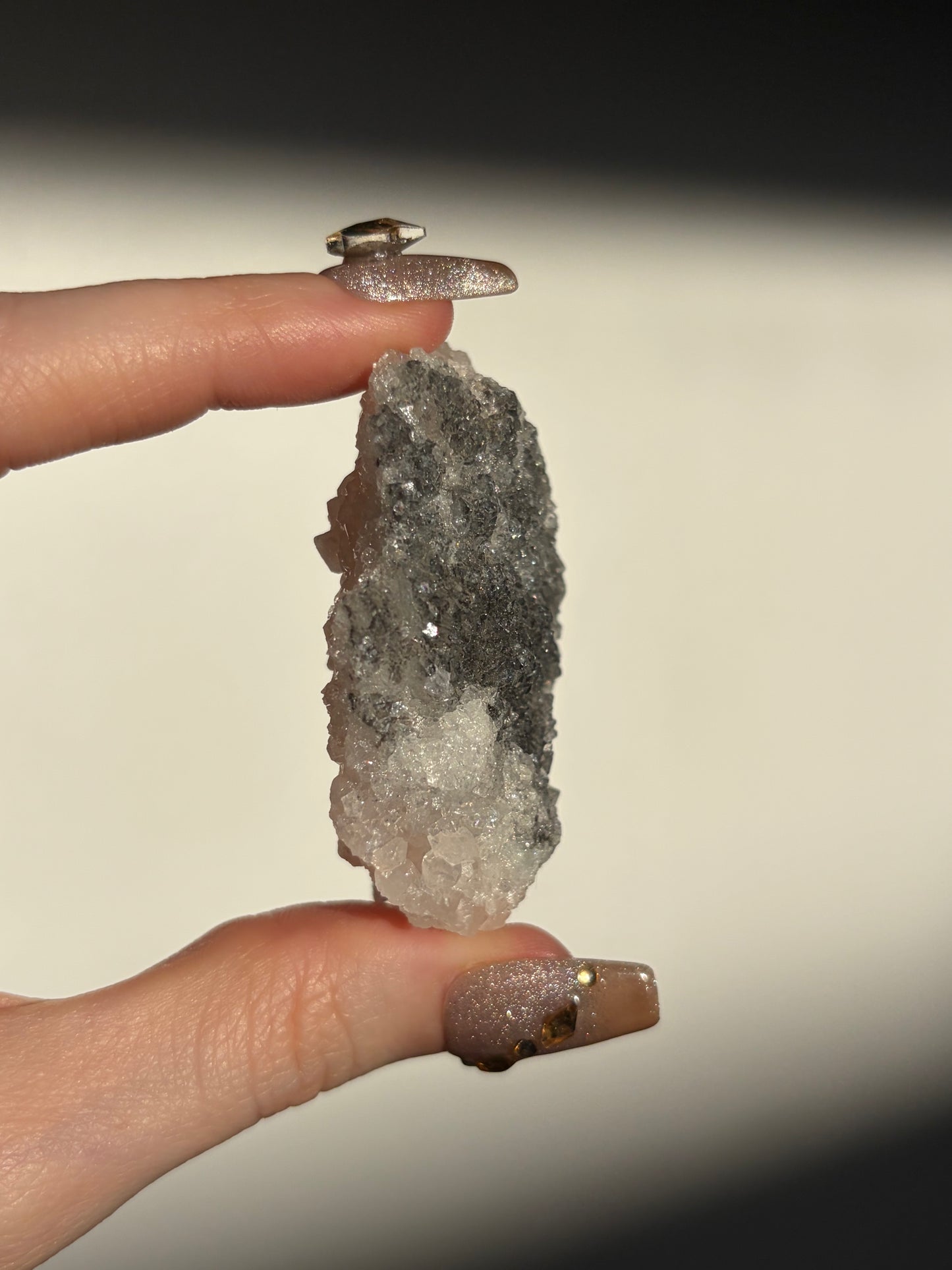 Black-Grey Chalcedony with Apophyllite Specimen J