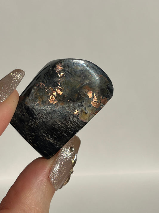 Black Opalised Petrified Wood with Copper Inclusions Polished Freeform (You Choose)