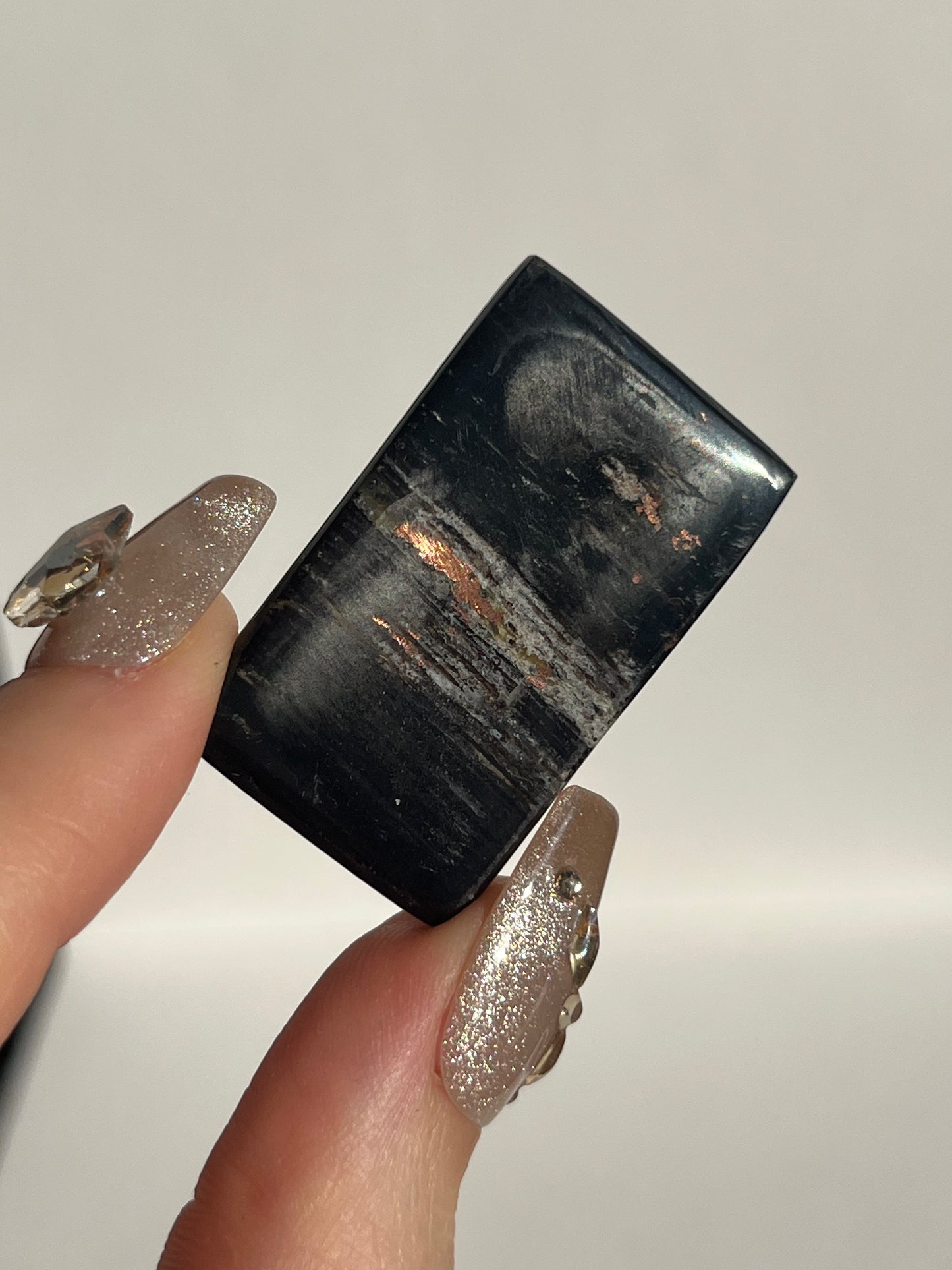 Black Opalised Petrified Wood with Copper Inclusions Polished Freeform (You Choose)