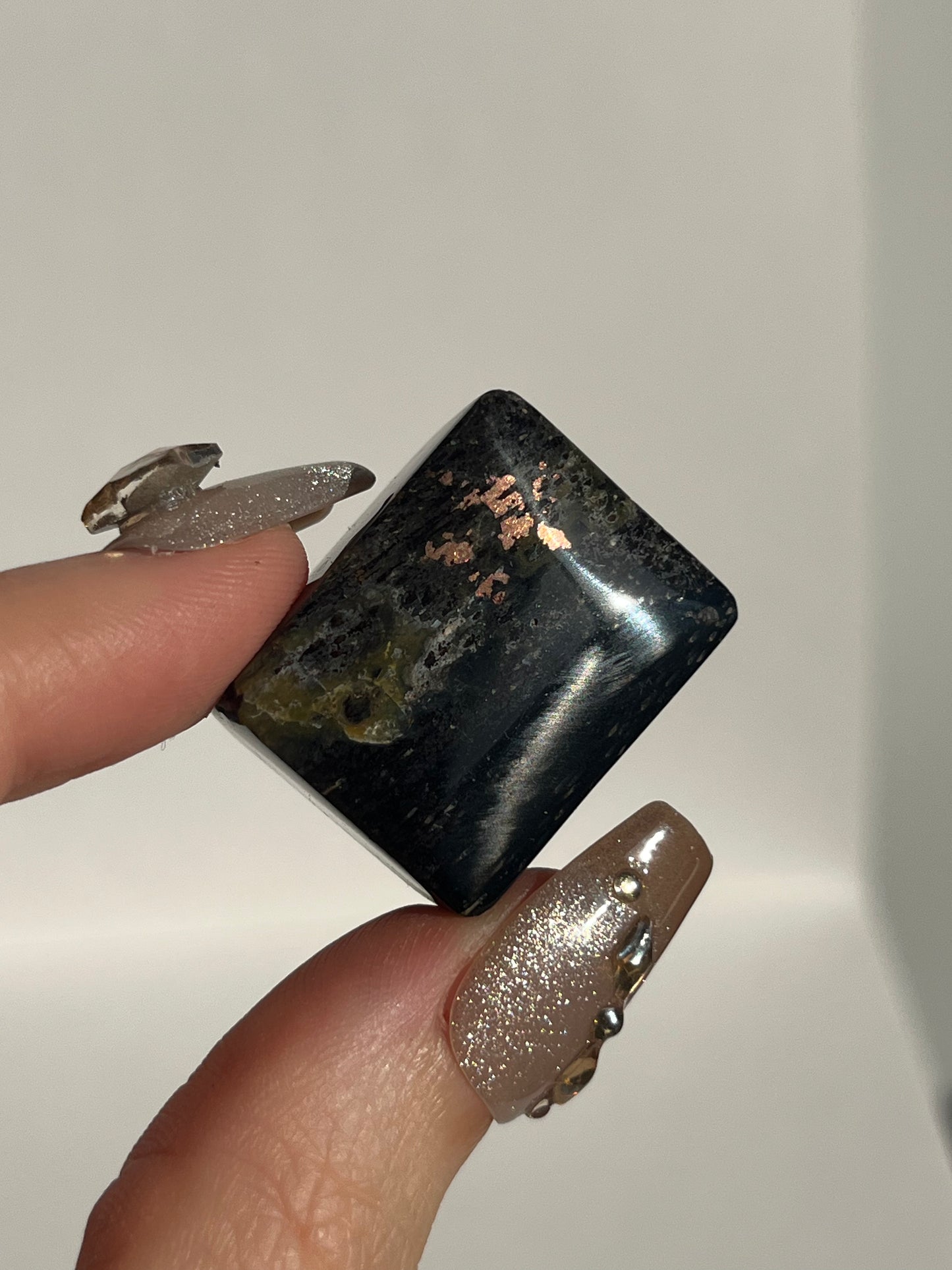 Black Opalised Petrified Wood with Copper Inclusions Polished Freeform (You Choose)
