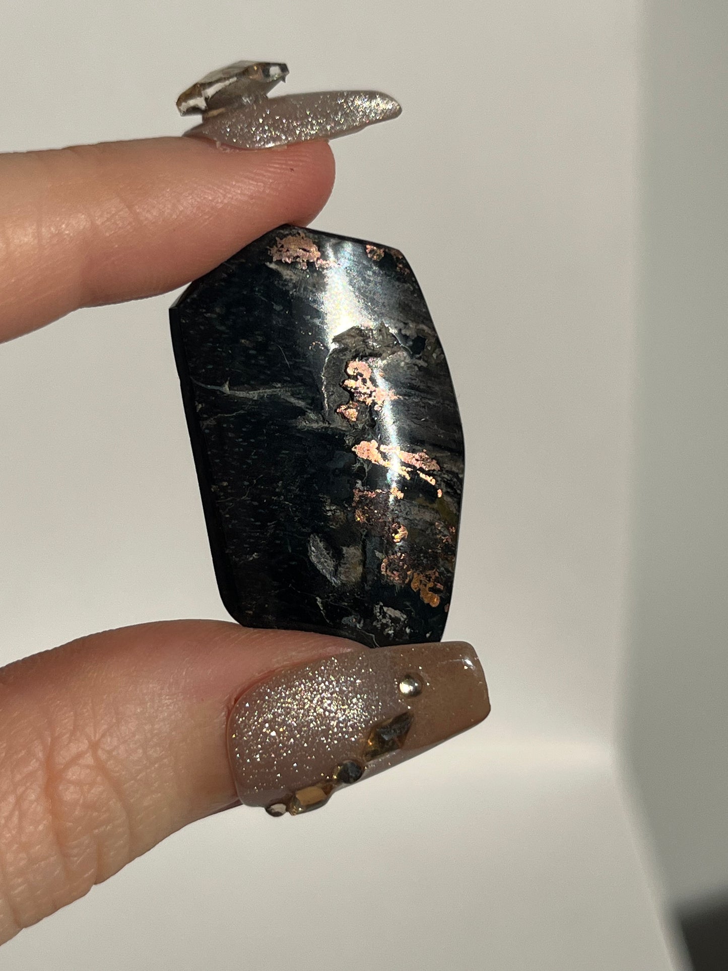 Black Opalised Petrified Wood with Copper Inclusions Polished Freeform (You Choose)