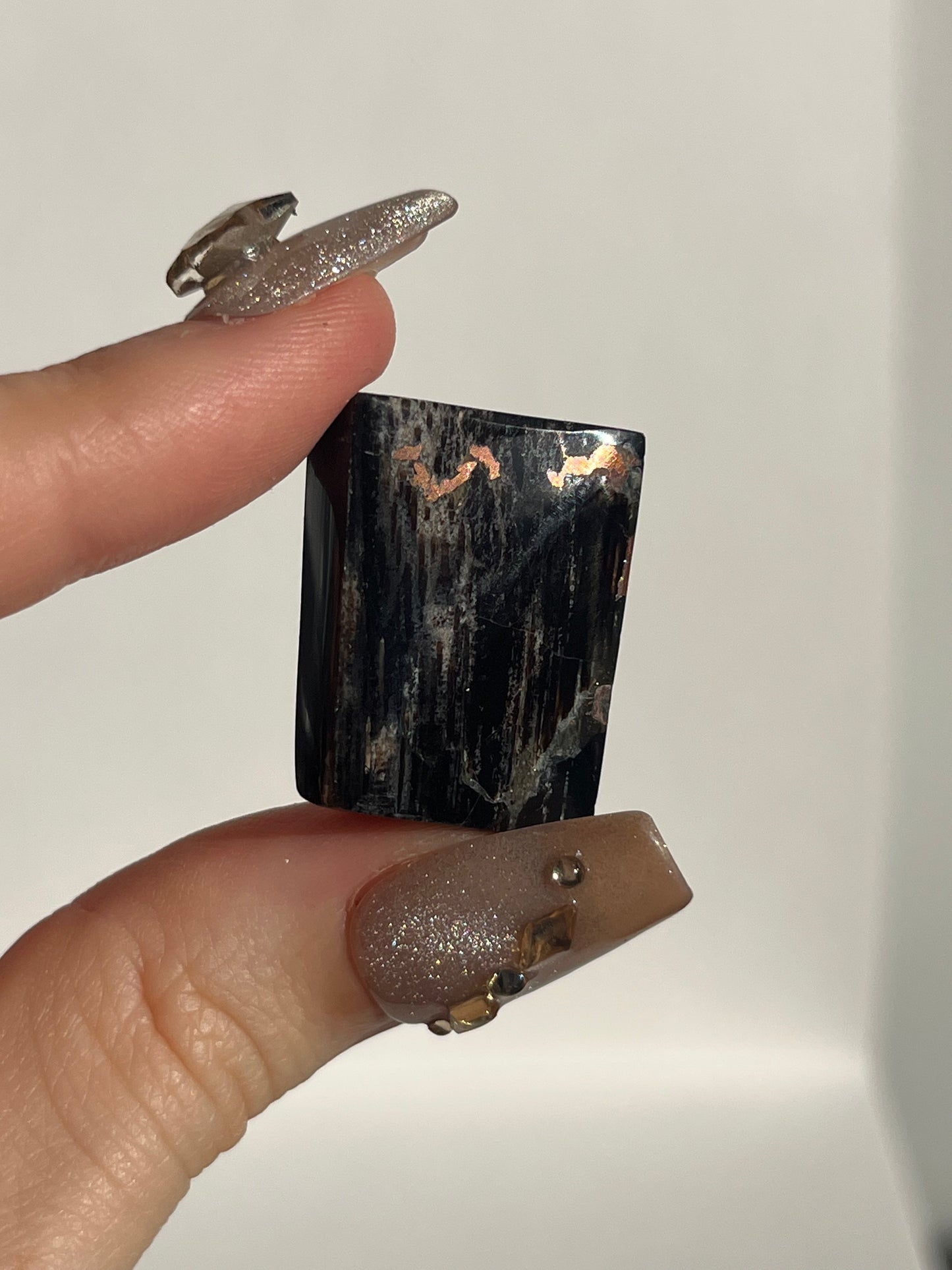 Black Opalised Petrified Wood with Copper Inclusions Polished Freeform (You Choose)