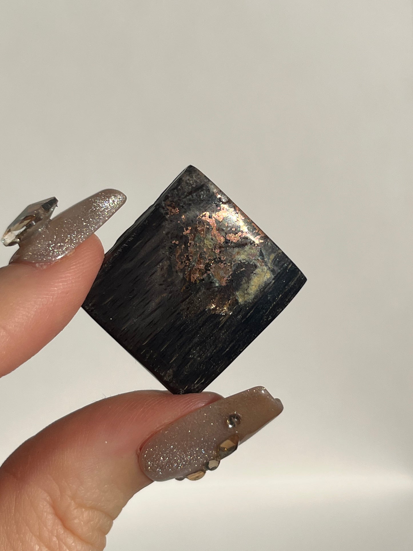 Black Opalised Petrified Wood with Copper Inclusions Polished Freeform (You Choose)