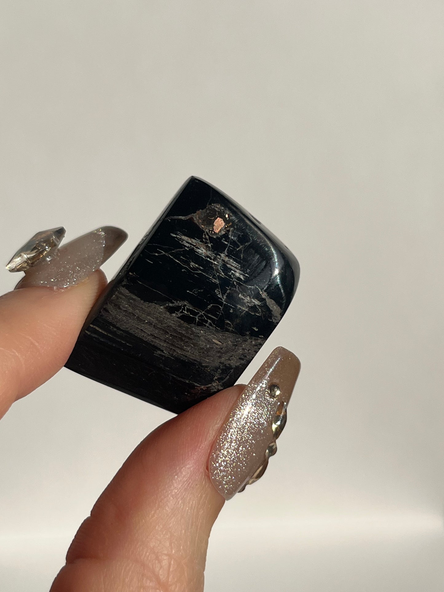Black Opalised Petrified Wood with Copper Inclusions Polished Freeform (You Choose)