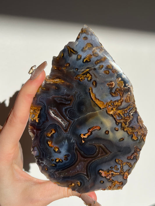 Blue East Indonesian Agate with Golden Moss Slab B
