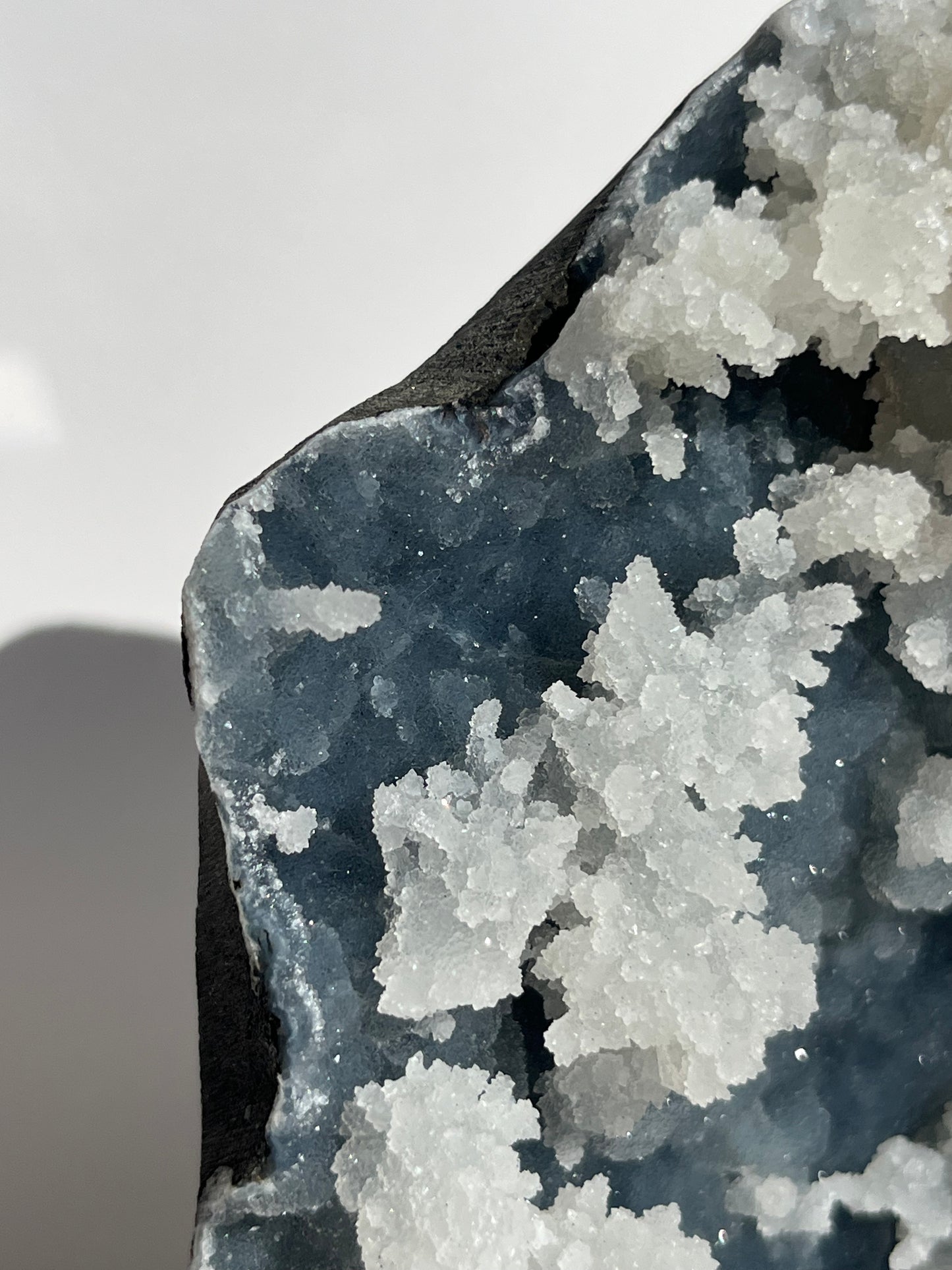 Blue Chalcedony with Flower Formations and Peach Stilbite Specimen B