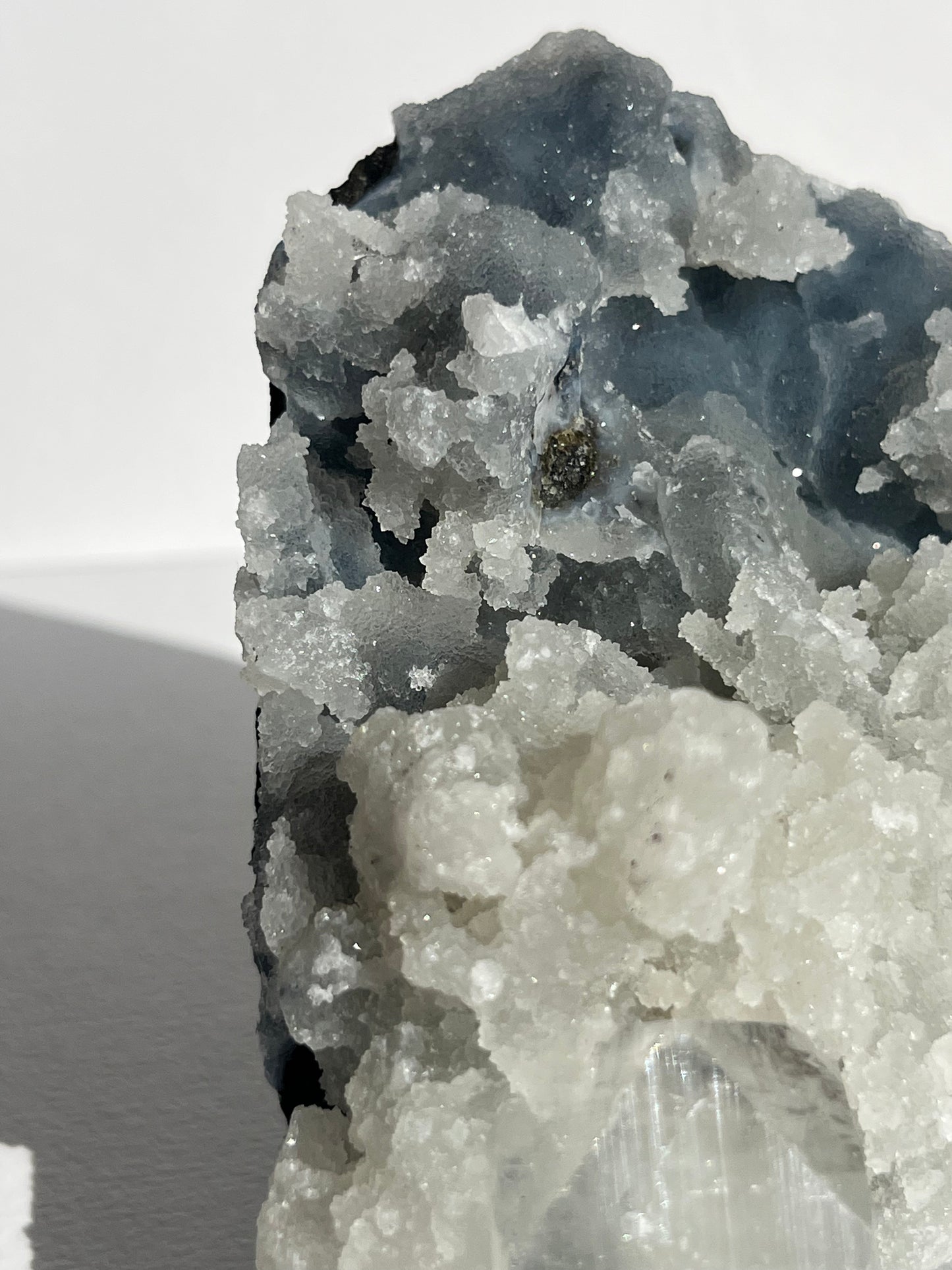 Blue Chalcedony with Flower Formations and Apophyllite Specimen D