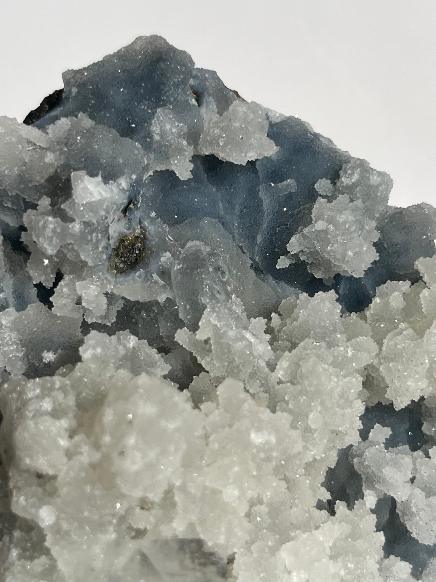 Blue Chalcedony with Flower Formations and Apophyllite Specimen D