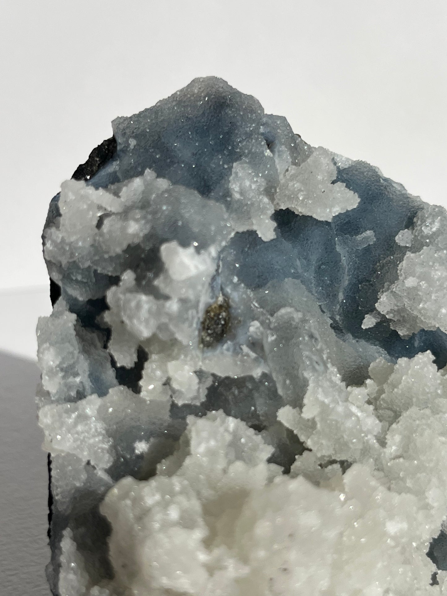 Blue Chalcedony with Flower Formations and Apophyllite Specimen D