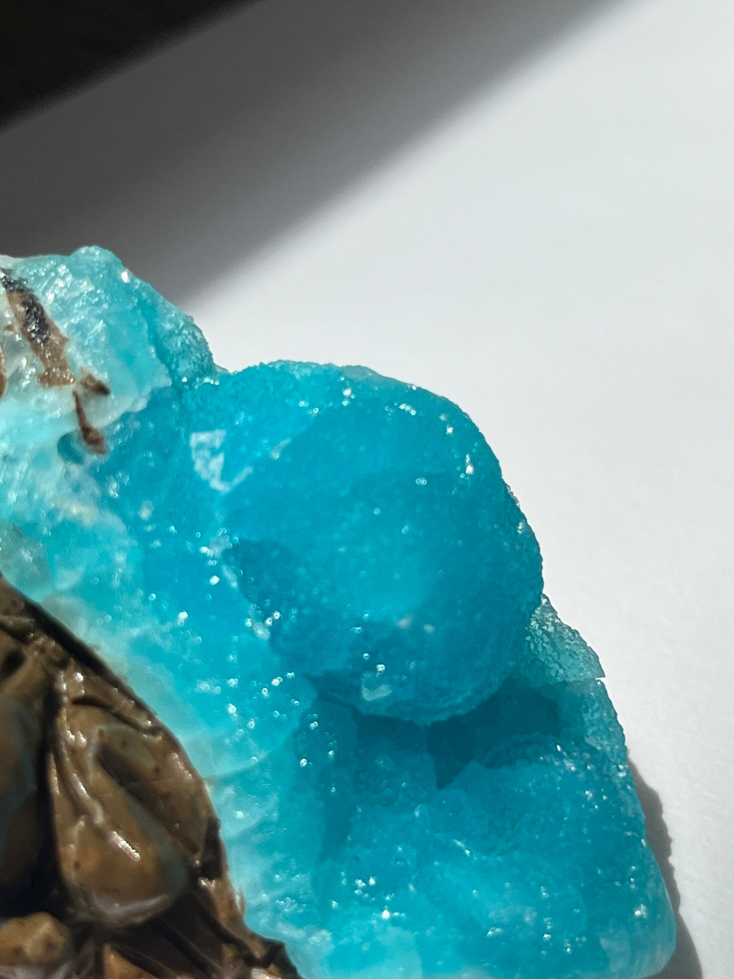 Blue Hemimorphite Frog Carving on Matrix with Dendritic Inclusions