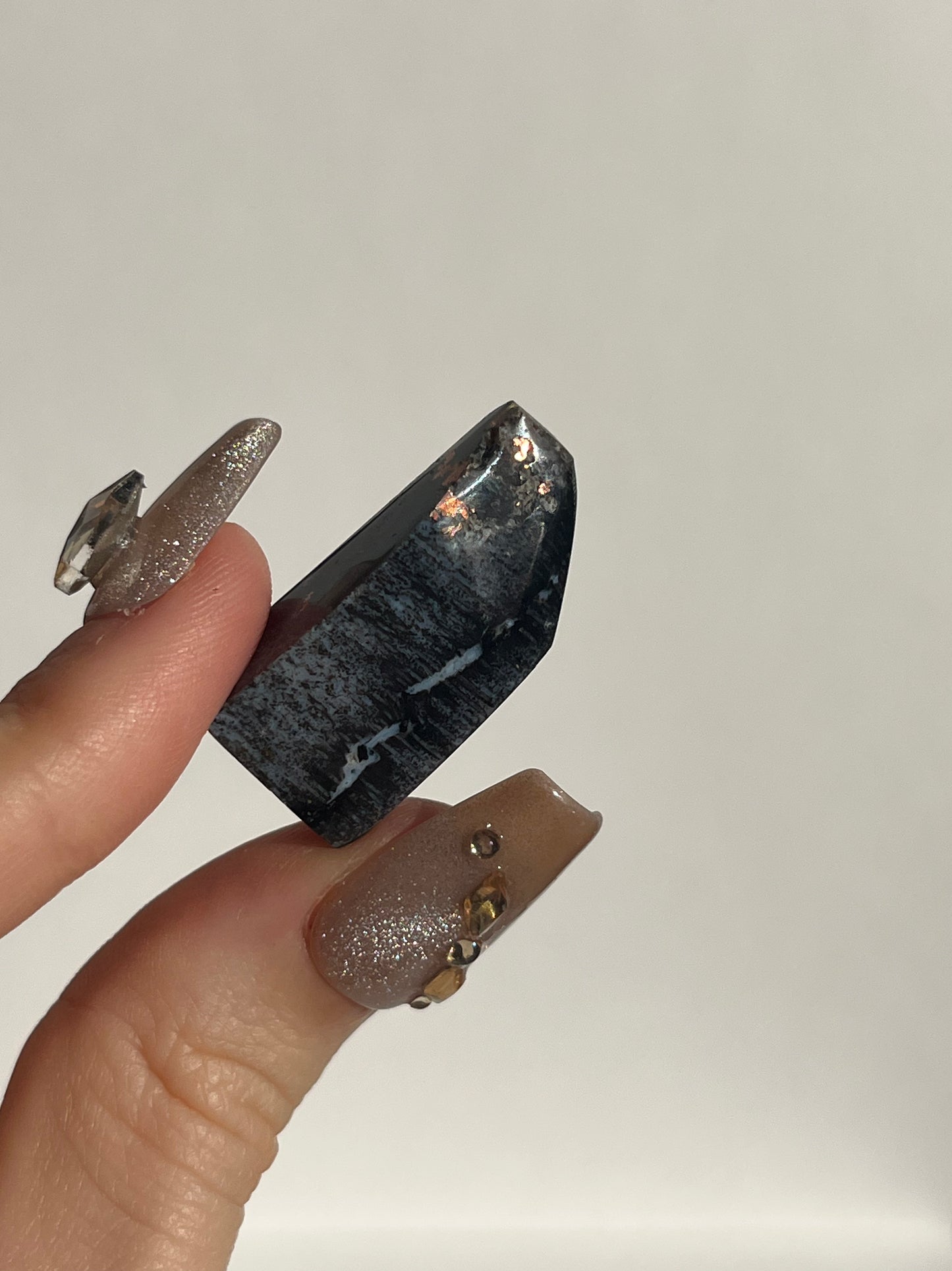 Blue Opalised Petrified Wood with Copper Inclusions Polished Freeform (You Choose)