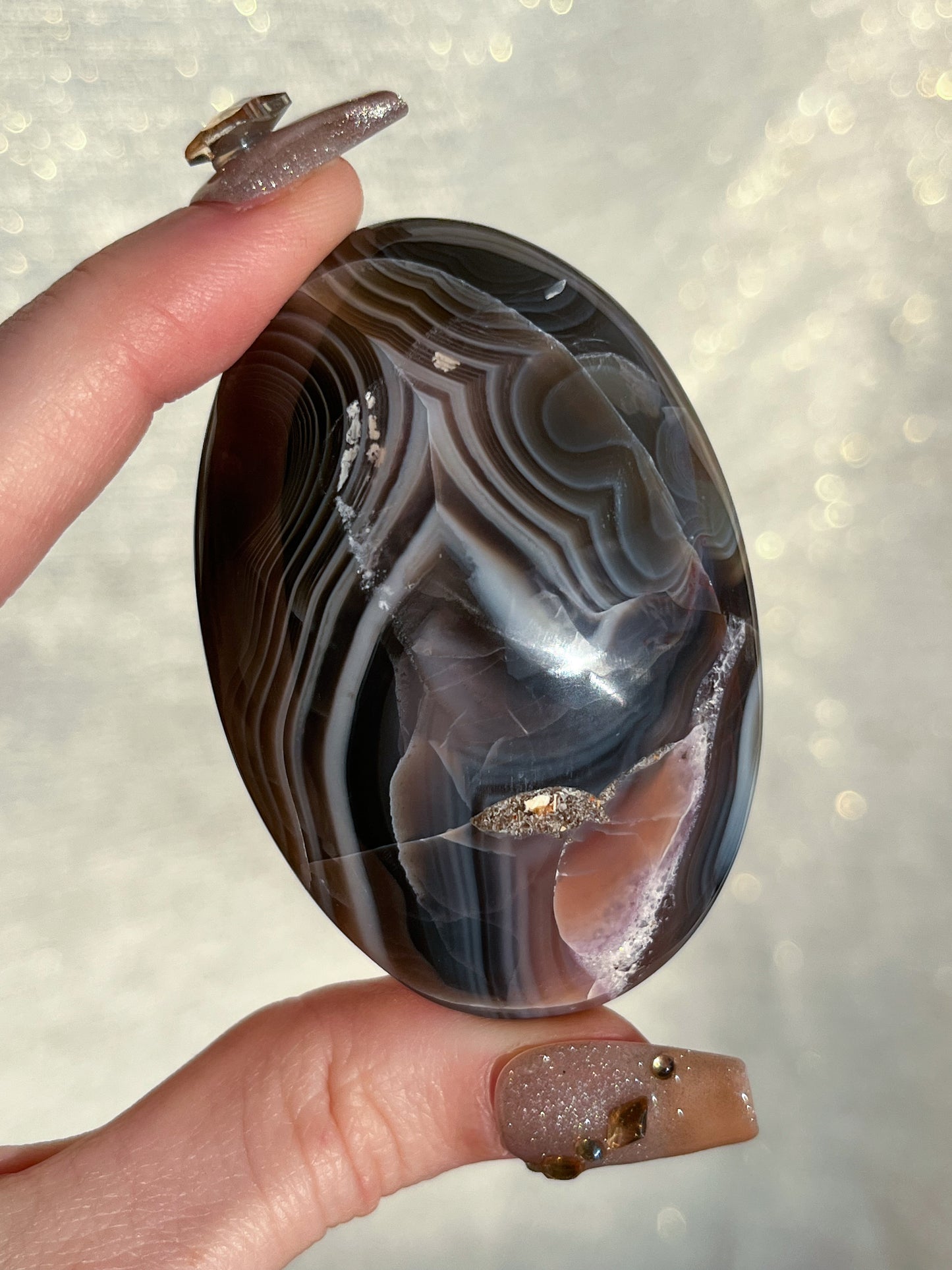 Natural Red & Blue Banded Indonesian Agate Palmstone