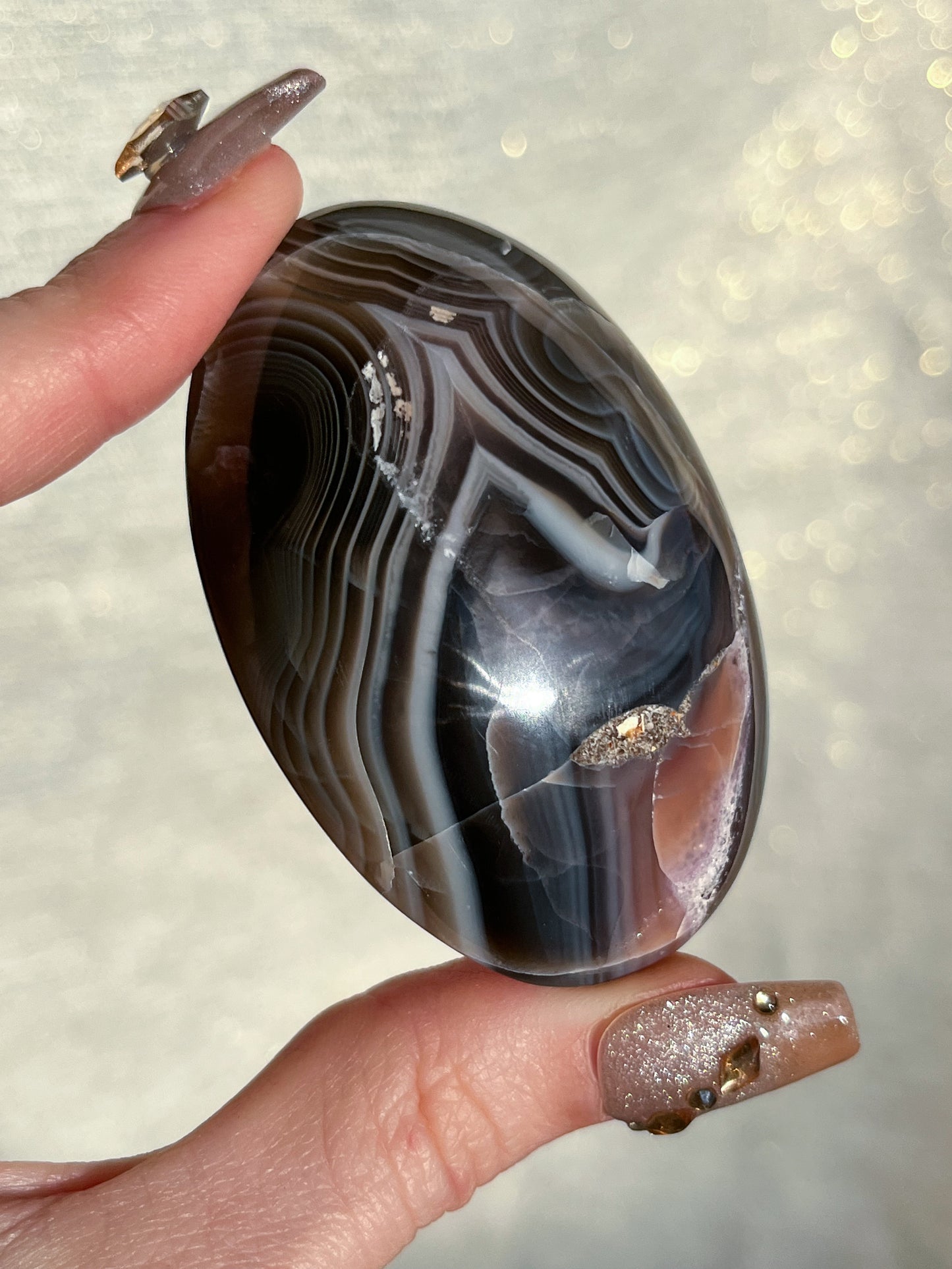 Natural Red & Blue Banded Indonesian Agate Palmstone