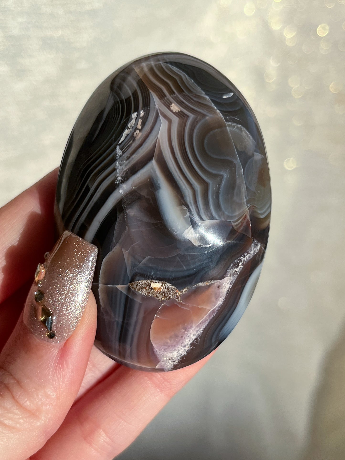 Natural Red & Blue Banded Indonesian Agate Palmstone