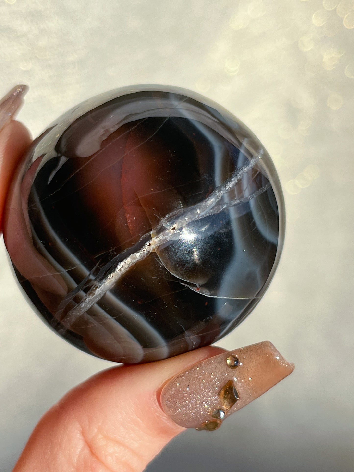 Natural Red & Blue Indonesian Agate Sphere w/Quartz Infiltration