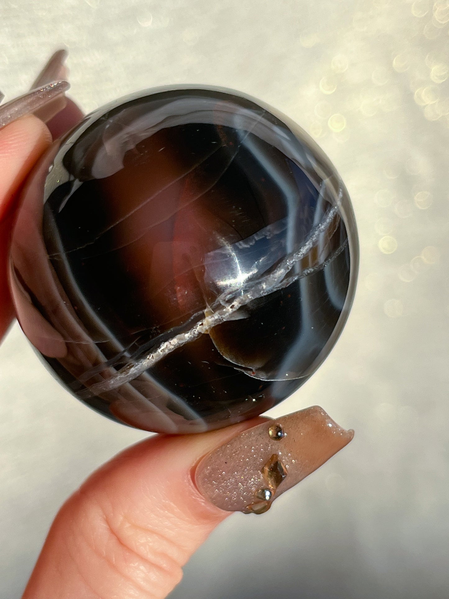 Natural Red & Blue Indonesian Agate Sphere w/Quartz Infiltration