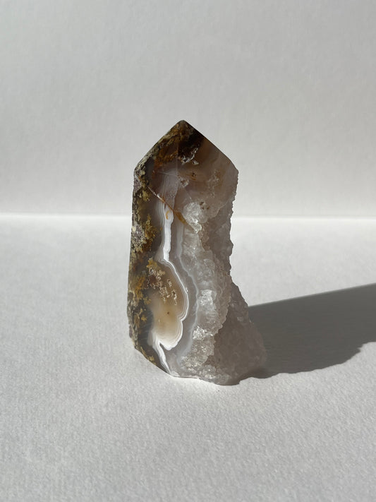 Botryoidal Nebula Agate Tower with Quartz C