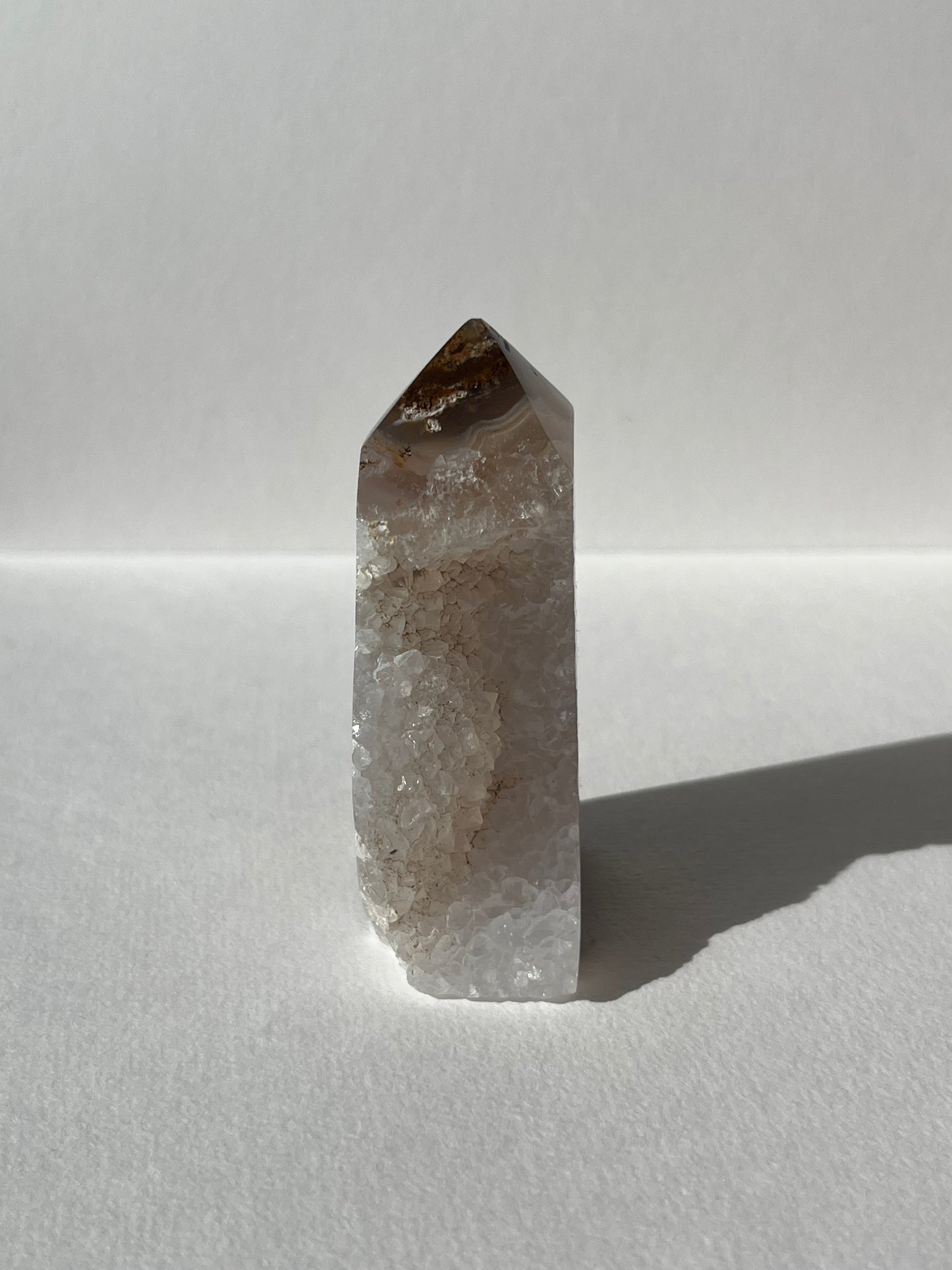 Botryoidal Nebula Agate Tower with Quartz C