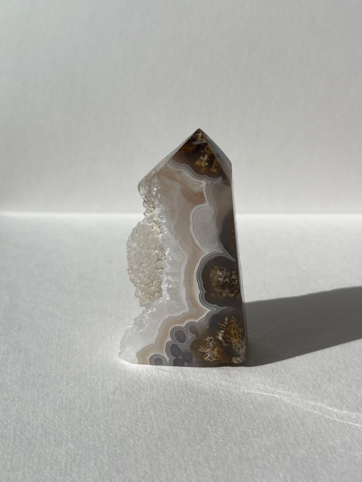 Botryoidal Nebula Agate Tower with Quartz C