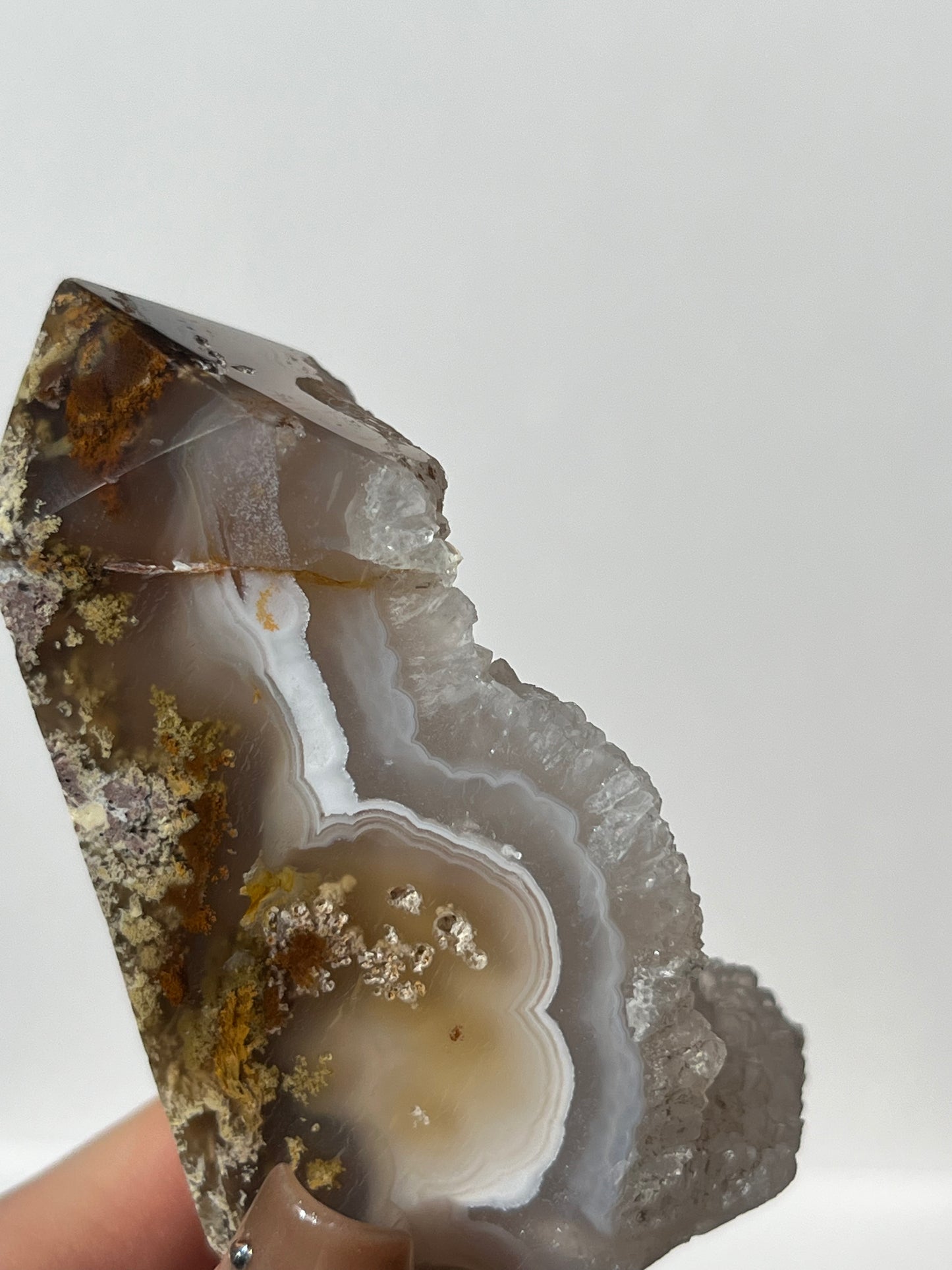Botryoidal Nebula Agate Tower with Quartz C