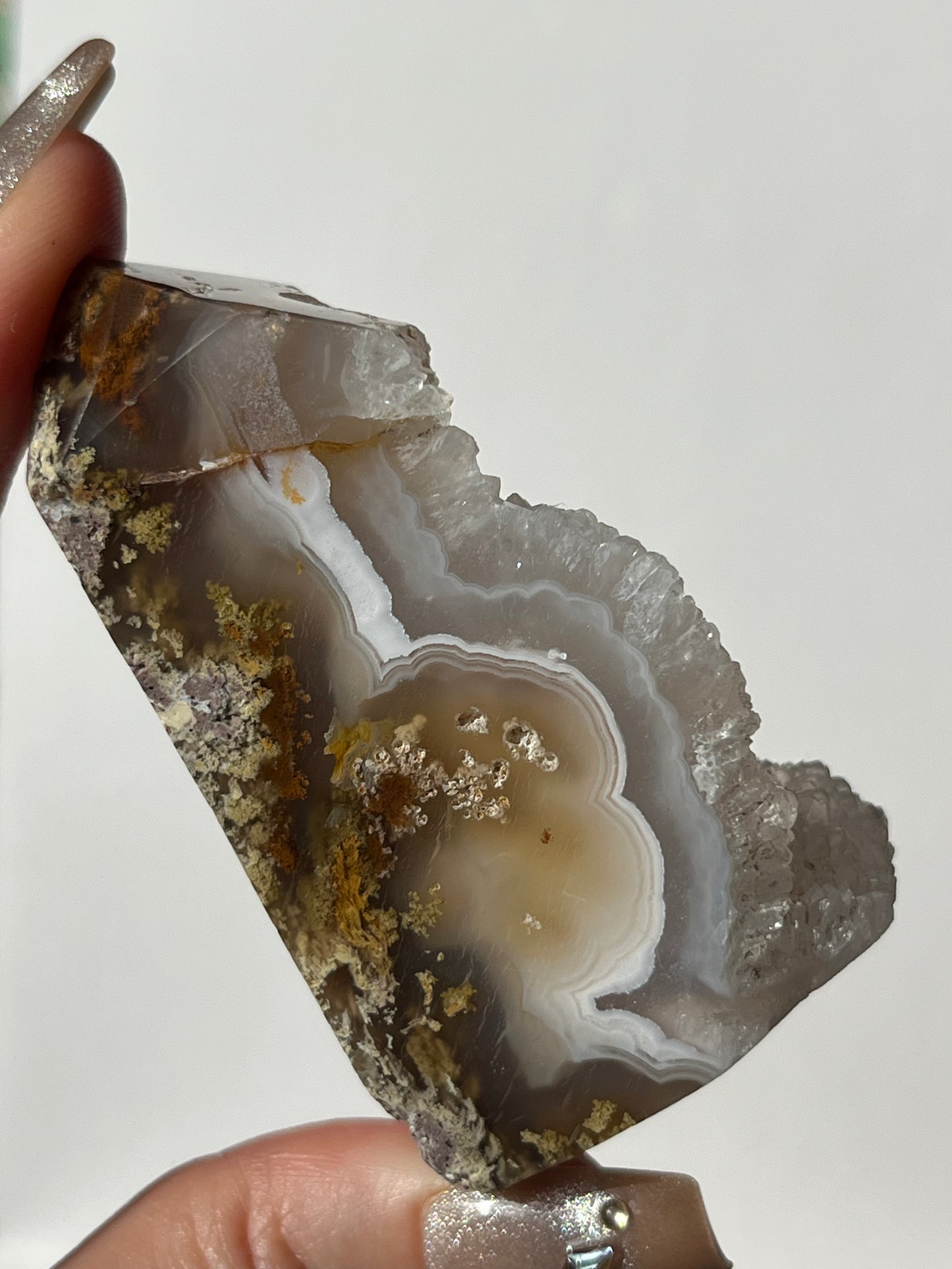 Botryoidal Nebula Agate Tower with Quartz C