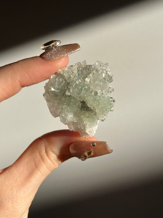 Botryoidal Prehnite with Quartz, Calcite and Analcime Mini Cluster B