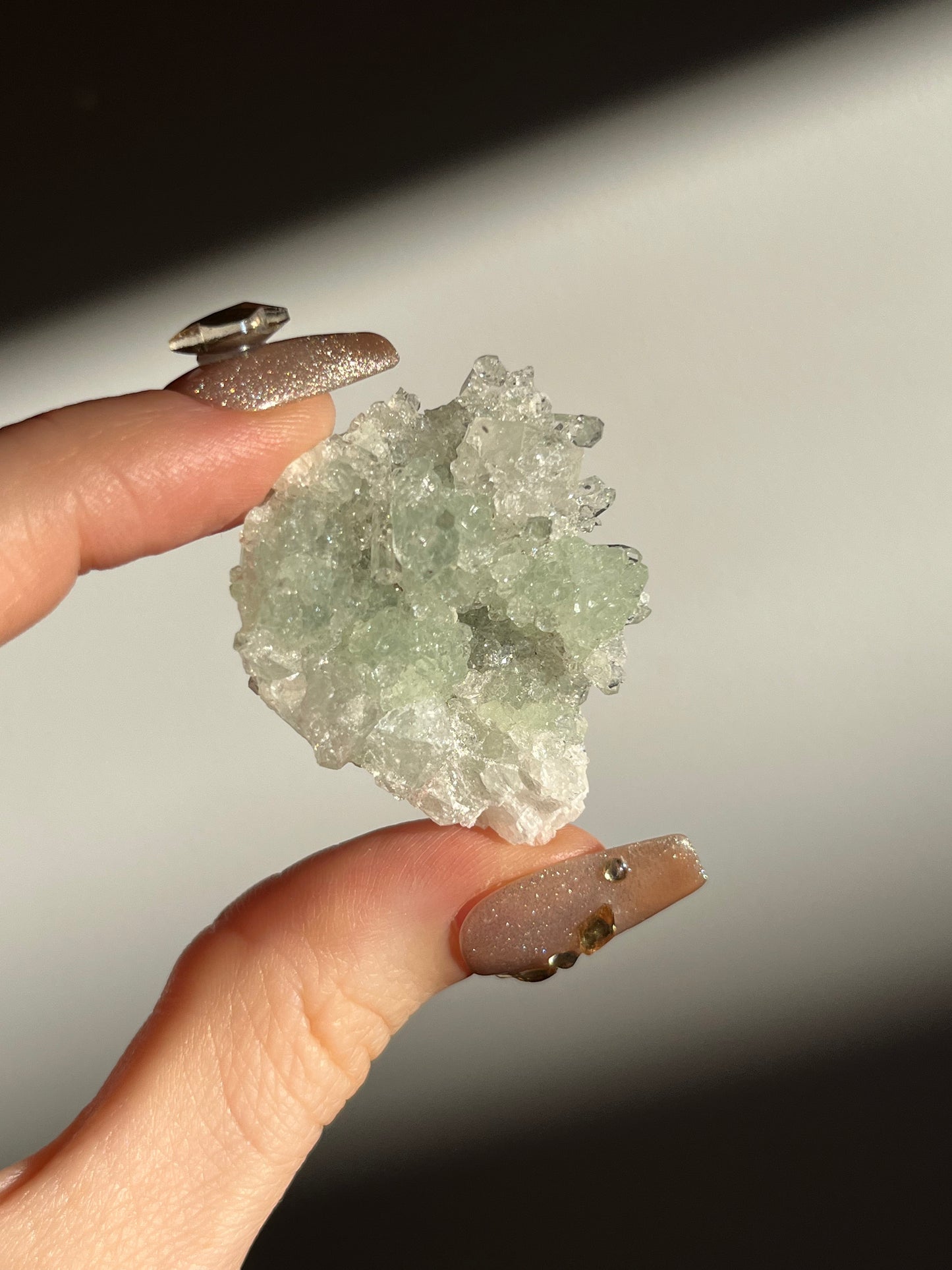 Botryoidal Prehnite with Quartz, Calcite and Analcime Mini Cluster B