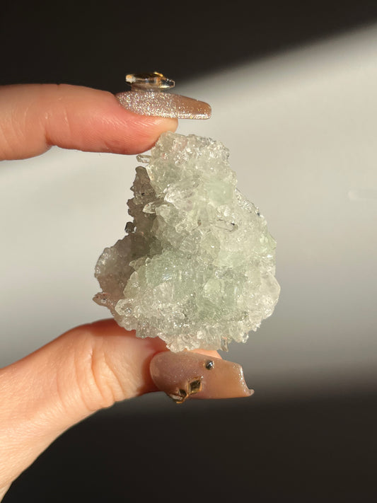 Botryoidal Prehnite with Quartz, Calcite and Analcime Mini Cluster D