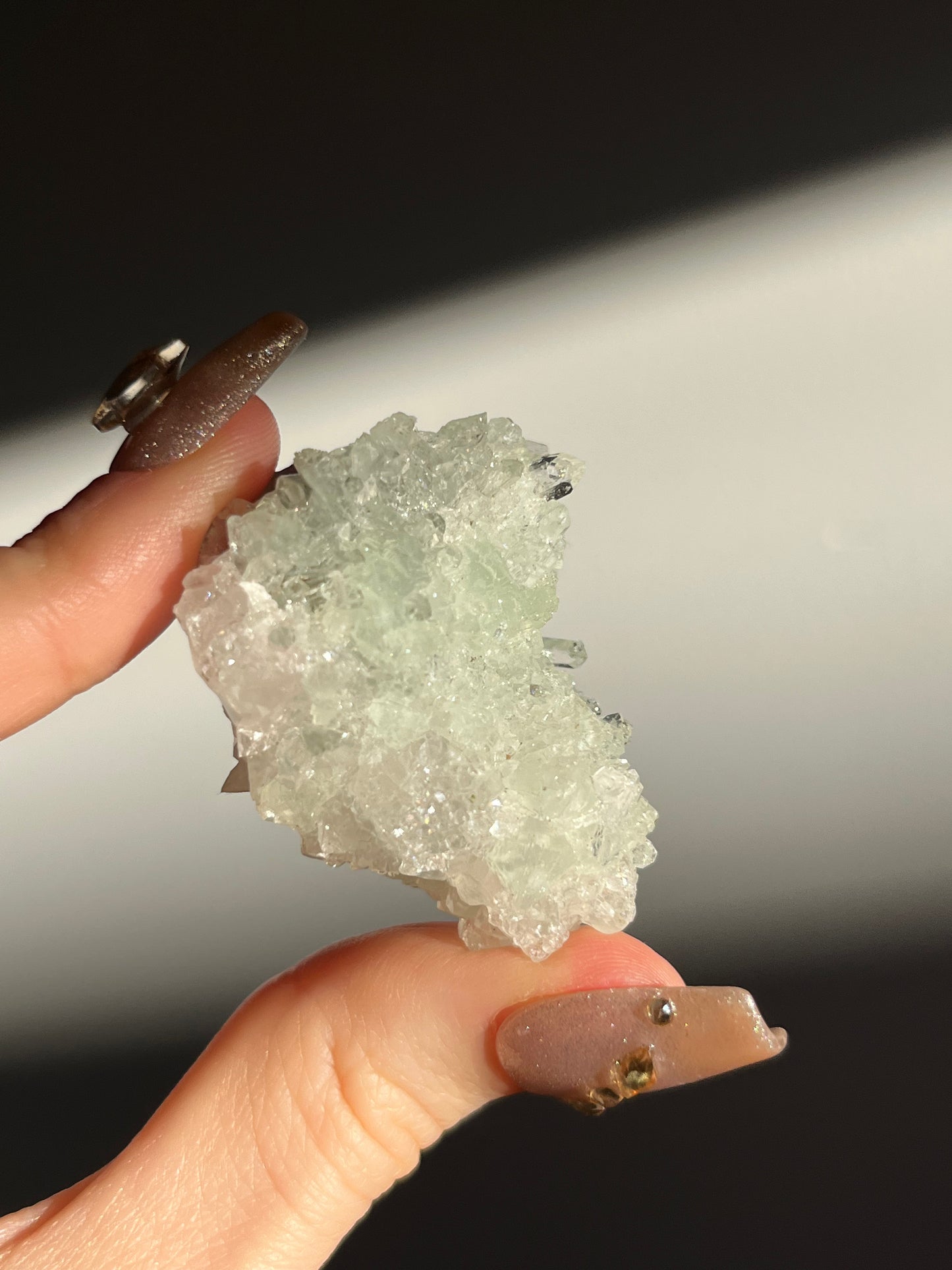 Botryoidal Prehnite with Quartz, Calcite and Analcime Mini Cluster D